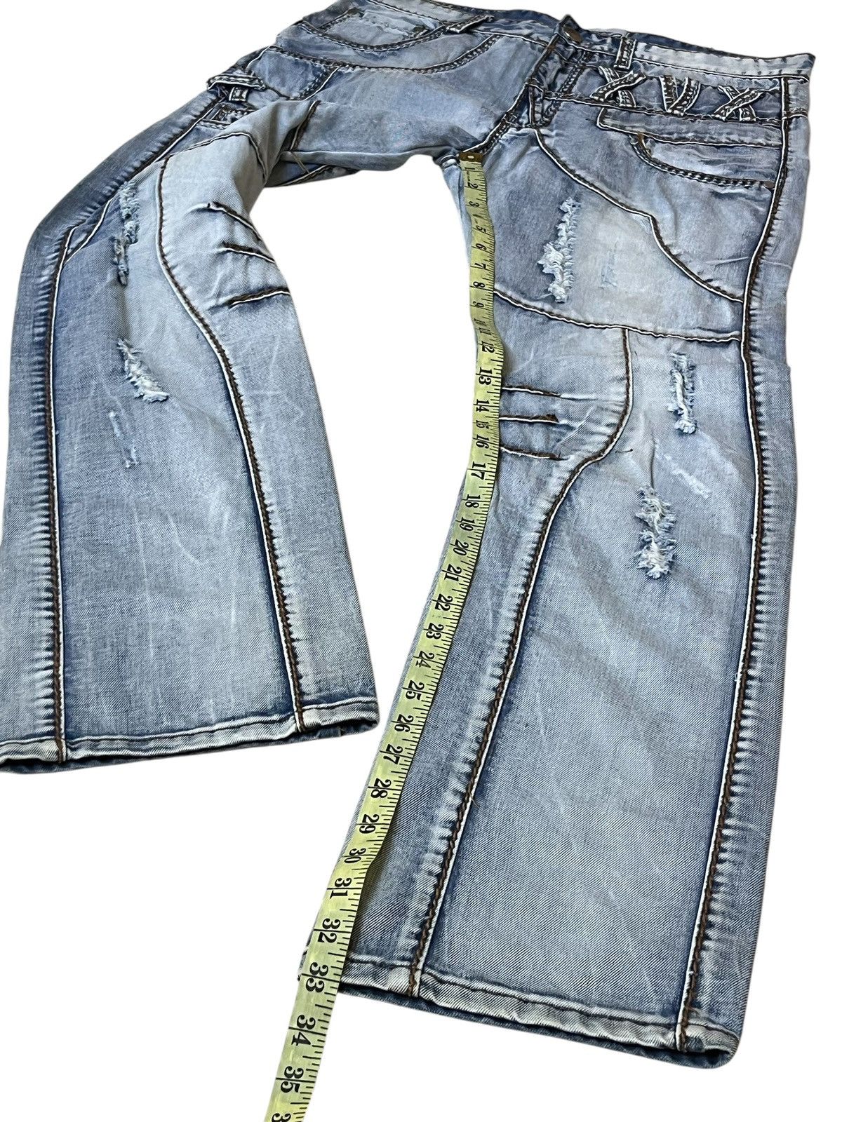 Japanese Brand SICK🔥JAPANESE BRAND FORZA DISTRESSED STYLE JEANS Size US 35 - 17 Thumbnail