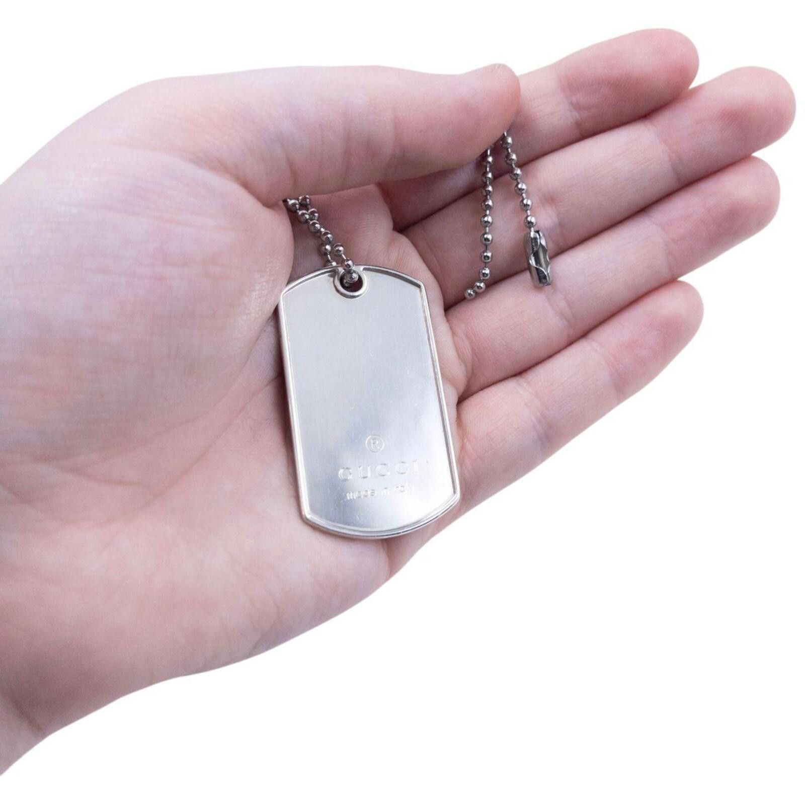 Gucci Vintage 2000s Gucci Embossed Dog Tag Necklace Size ONE SIZE - 6 Thumbnail