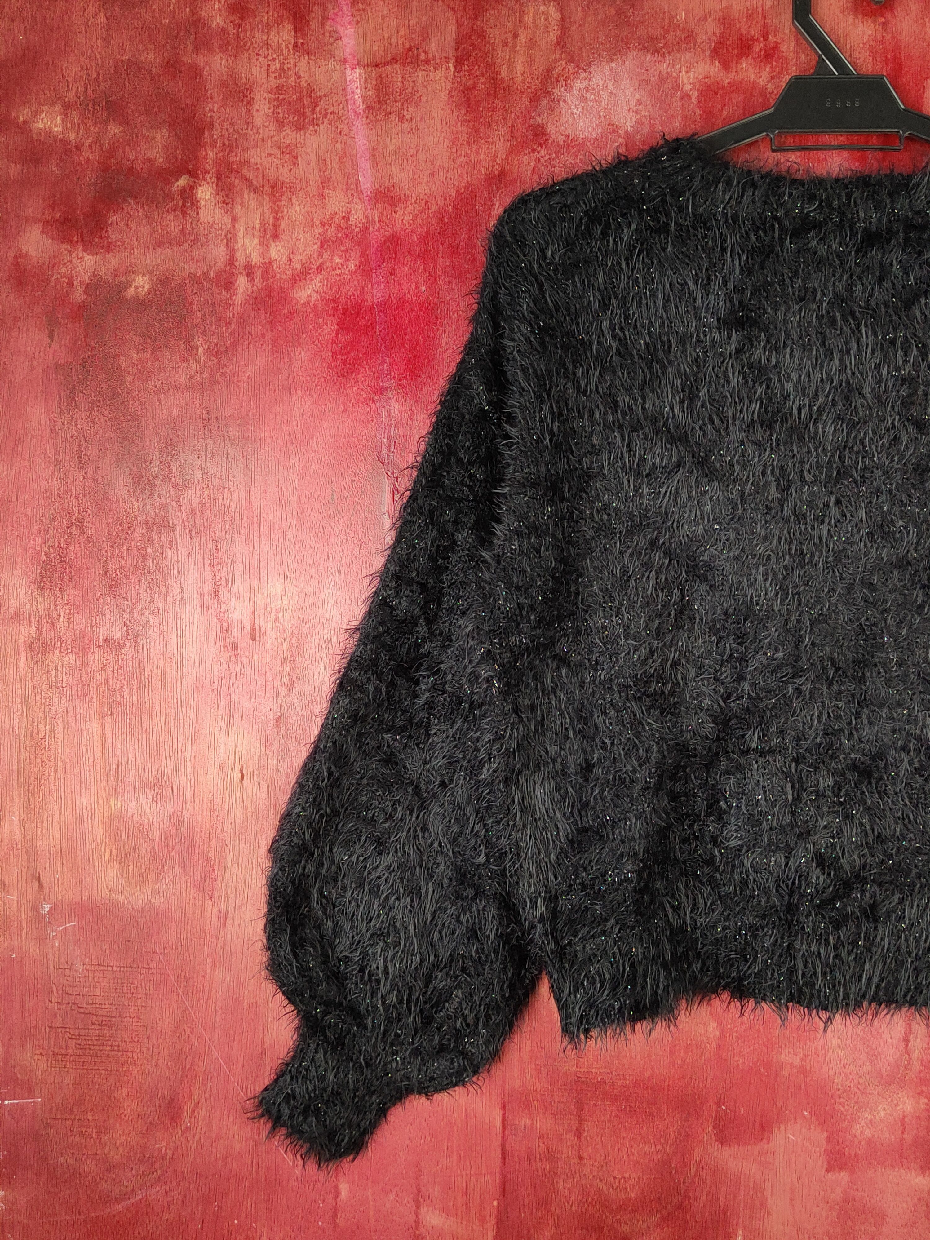 GU GU Black Shag Shaggy Fur Mohair Knitwear #S1890 Size S / US 4 / IT 40 - 8 Thumbnail