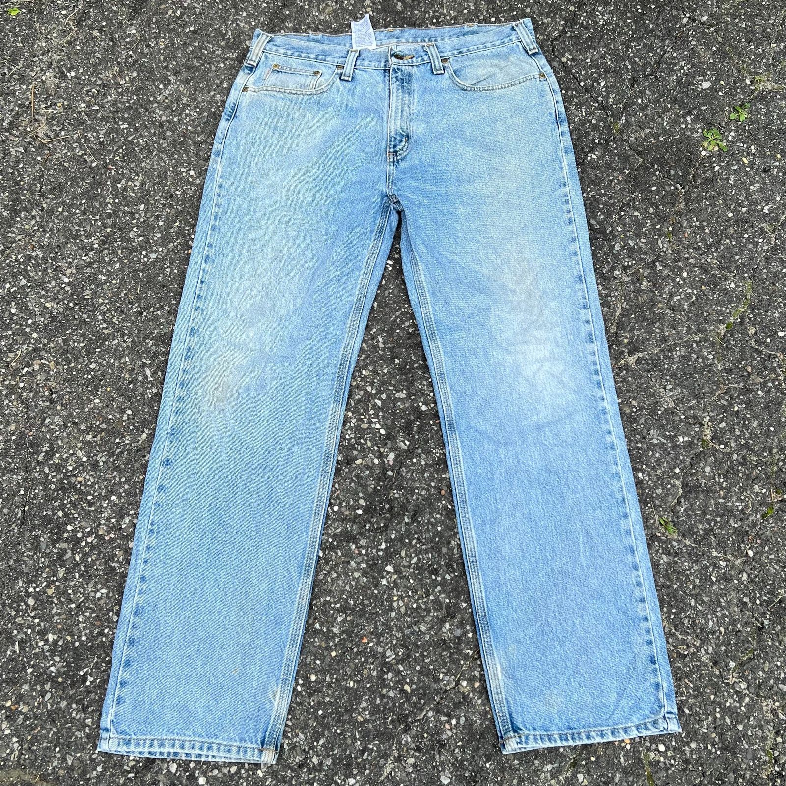 Carhartt Vintage carhartt denim jeans light wash work carpenter pants Size US 37 - 2 Thumbnail