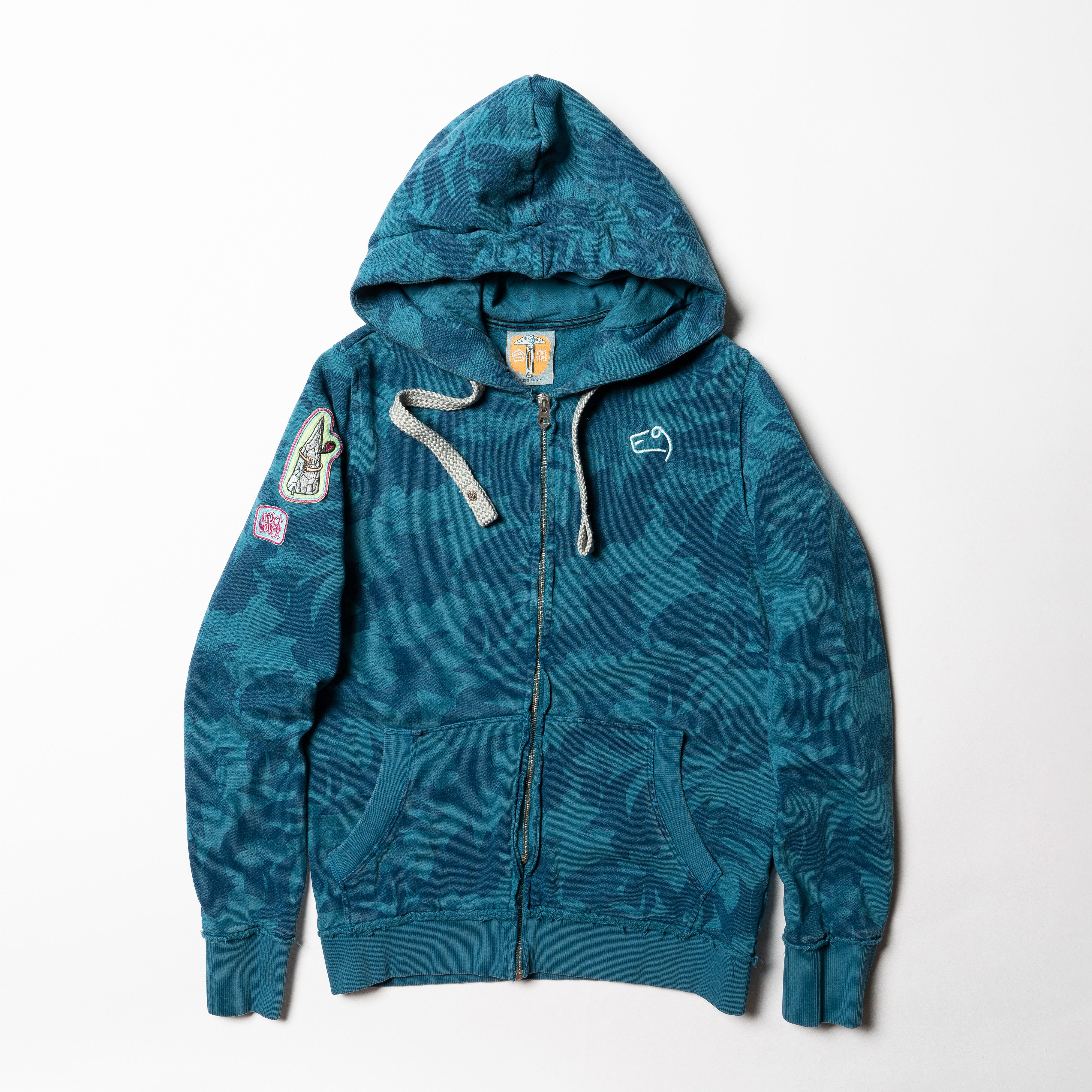 Outdoor Research 🔴 E9 SRL ZEB Blue Floral Full Zip Hoodie Sweatshirt Size L / US 10 / IT 46 - 1 Thumbnail