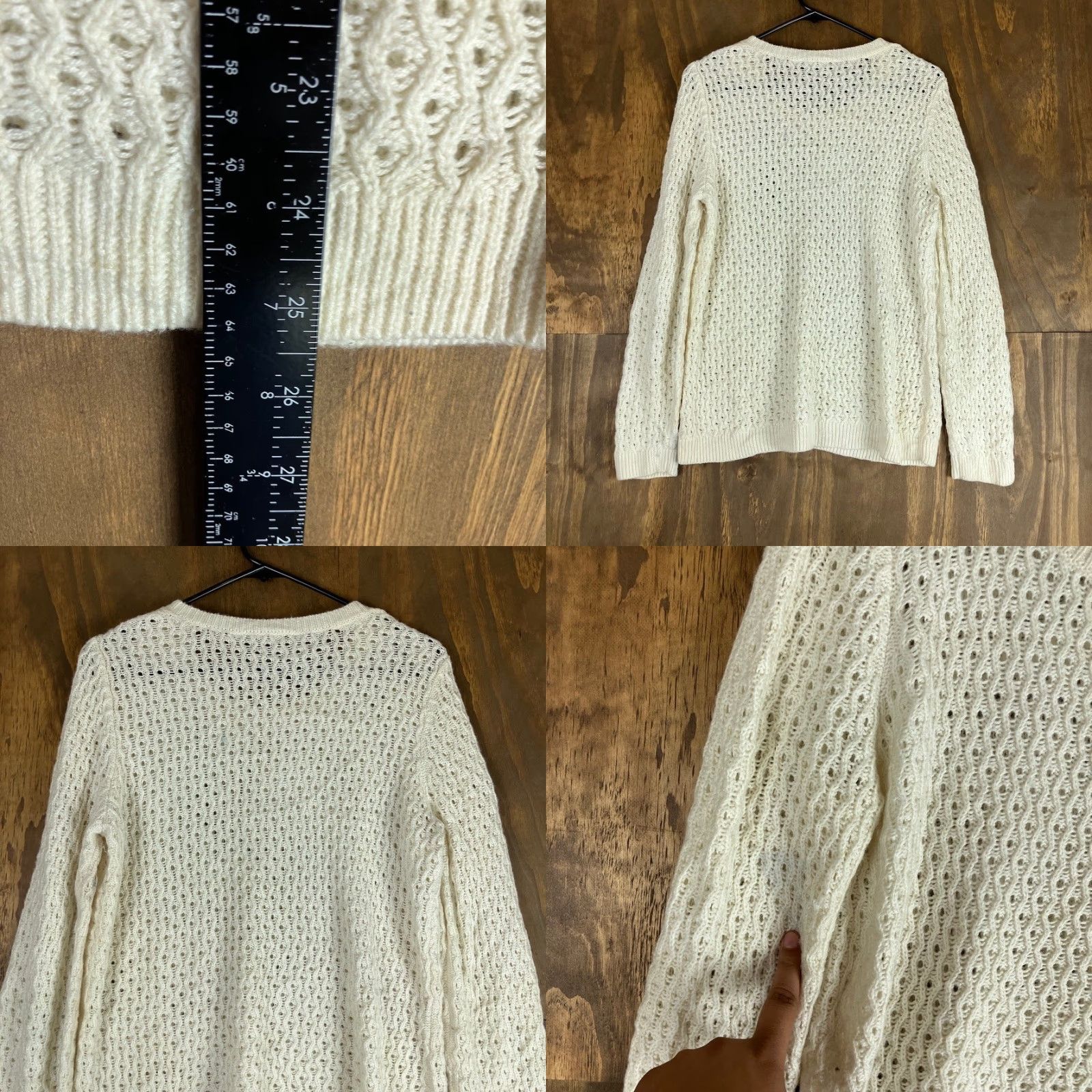 Talbots Talbots Sweater Cream Open Knit Long Sleeve M Women Casual Formal Travel Workwear Pullover Crew Neck Solid Knit Open-Knit Soft Stretch Size M / US 6-8 / IT 42-44 - 8 Thumbnail