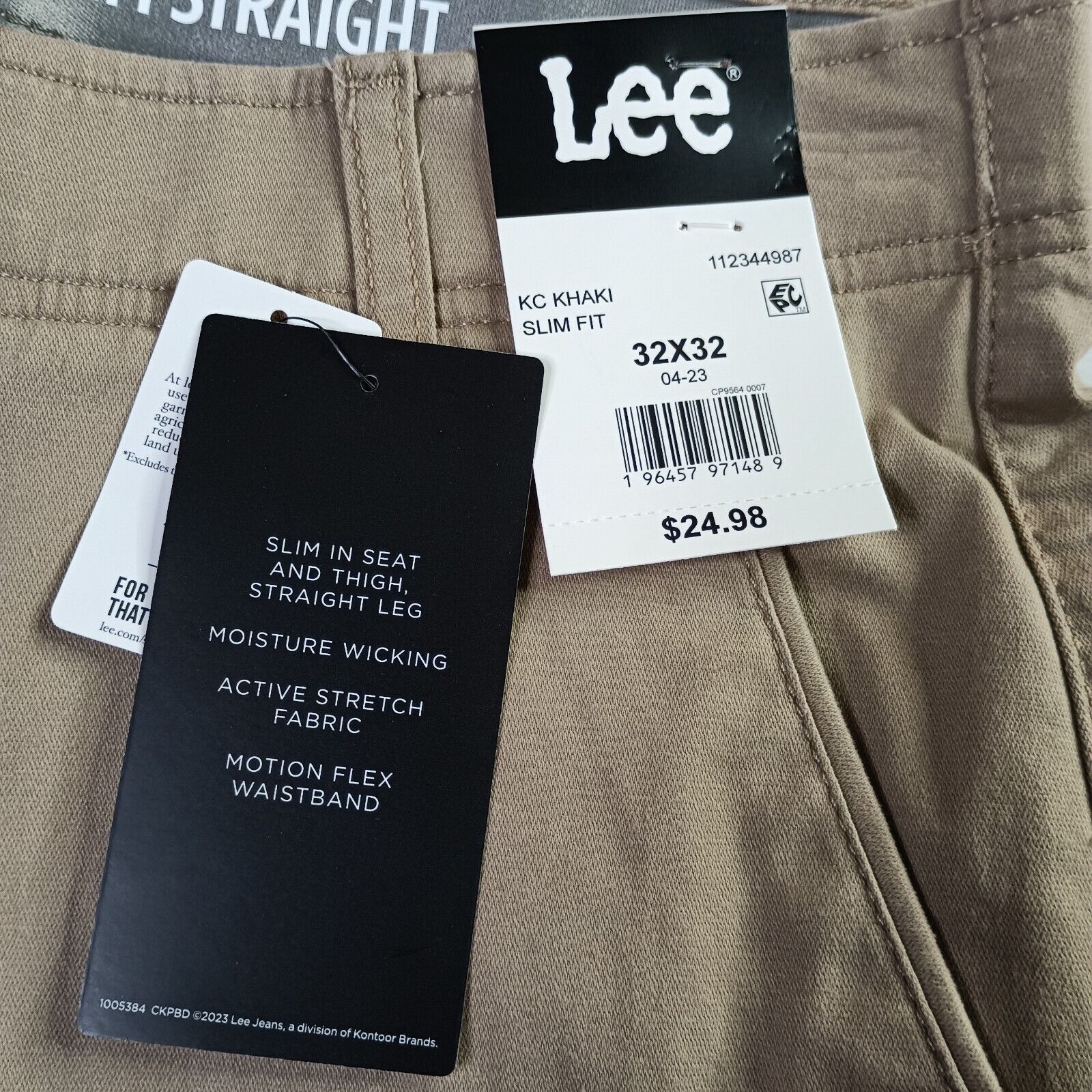 Lee Lee Chino Motion Flex Waistband Pants Men's 32x32 Khaki Slim Size US 32 / EU 48 - 2 Thumbnail
