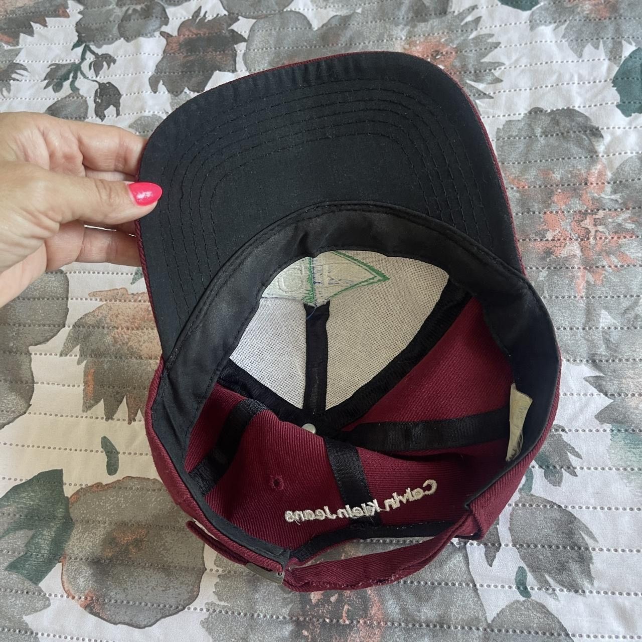Calvin Klein Vintage Calvin Klein Spellout Logo hat Cap Burgundy Size ONE SIZE - 6 Thumbnail