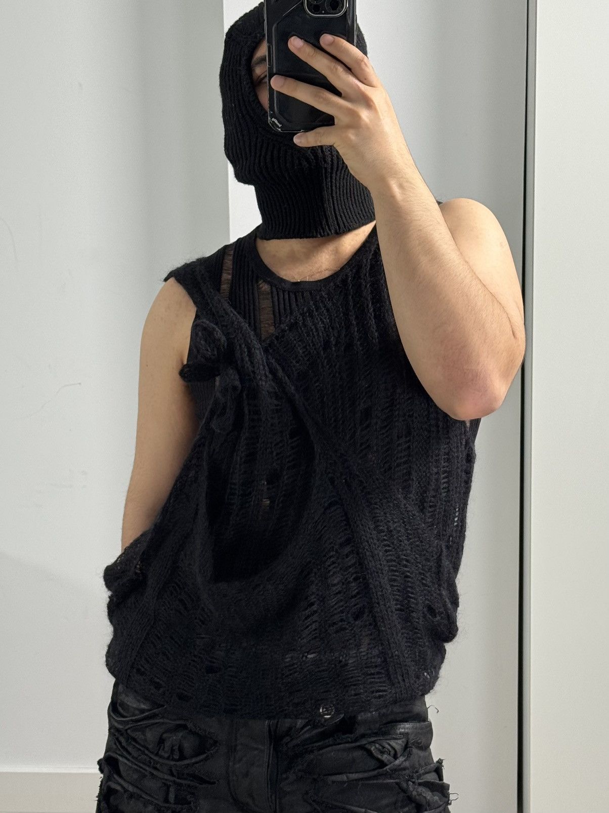 SHINE LUXURY Shine Luxury “Sodoma” Extended Distressed Mohair Tank Top Size US M / EU 48-50 / 2 - 7 Thumbnail