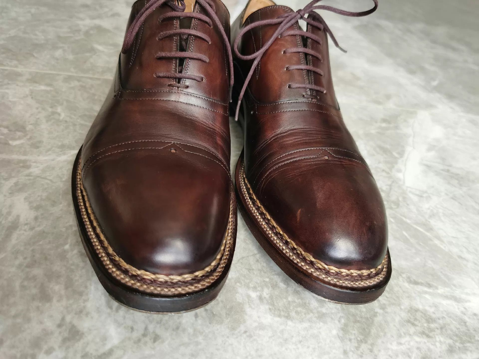 Other WM1978 Handmade Cognac Oxford Dress Shoes 42 360 Stitch Size US 9 / EU 42 - 5 Thumbnail