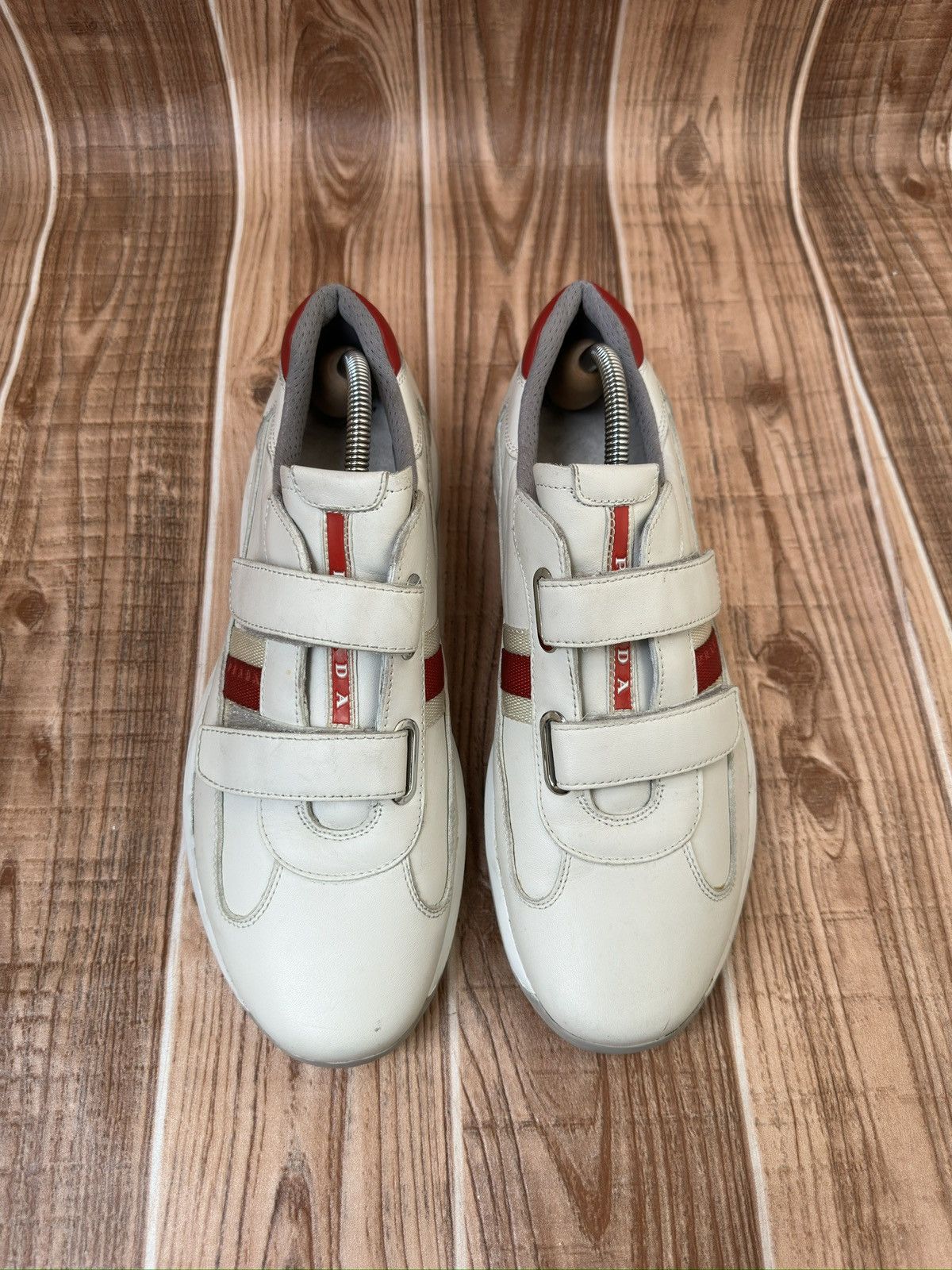 Prada Prada Americas Cup Velcro Straps Red Tab Leather Sneaks Size US 8.5 / EU 41-42 - 7 Thumbnail