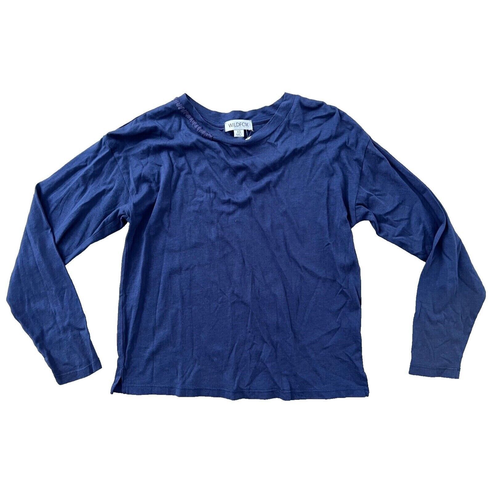 Wildfox Wildfox Helena Long Sleeve Top in Snow Peacoat Blue ( XS ) Size XS / US 0-2 / IT 36-38 - 2 Thumbnail