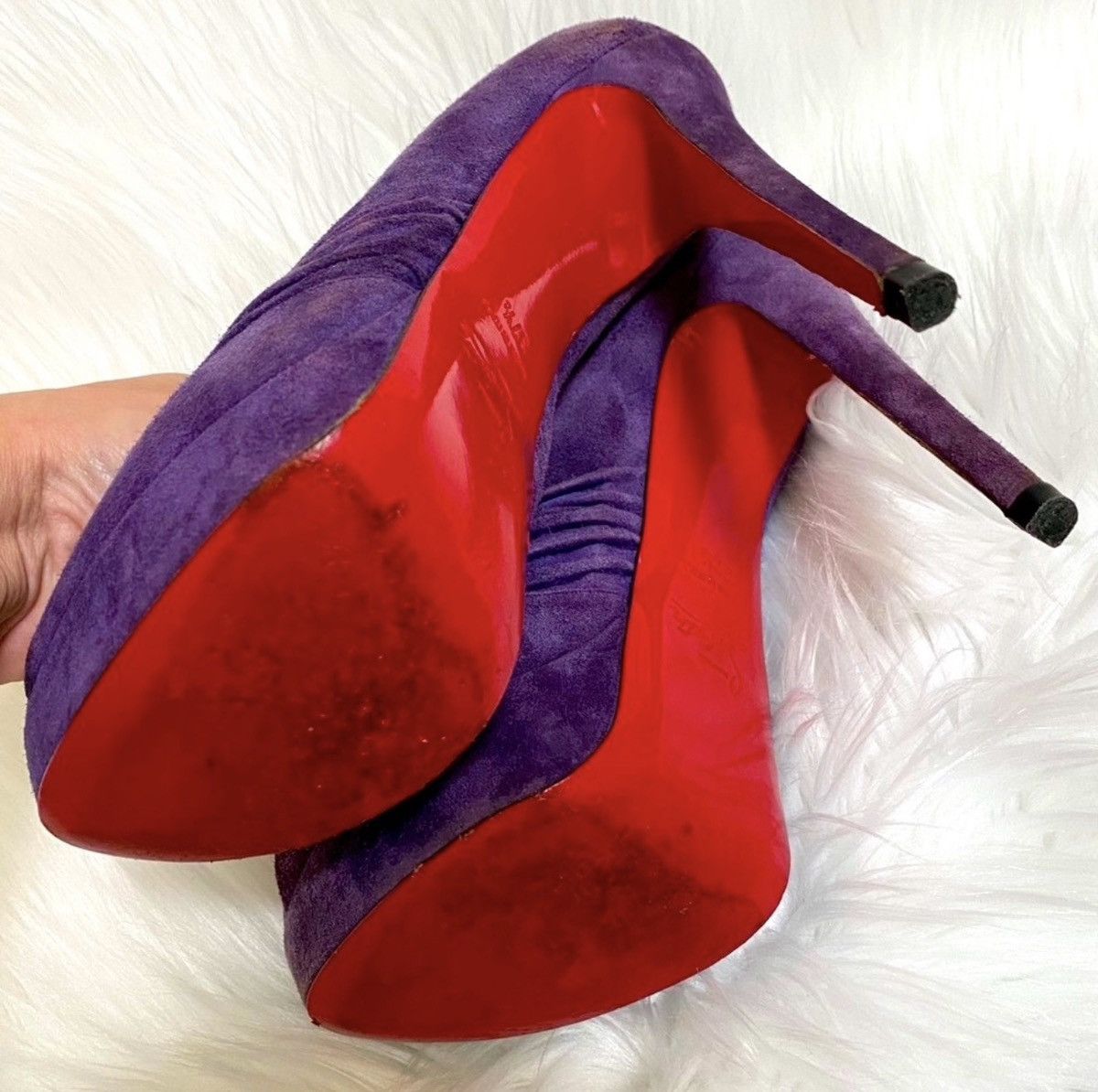 Christian Louboutin Christian Louboutin Peep Toe Suede Heels Size US 7.5 / IT 37.5 - 6 Thumbnail