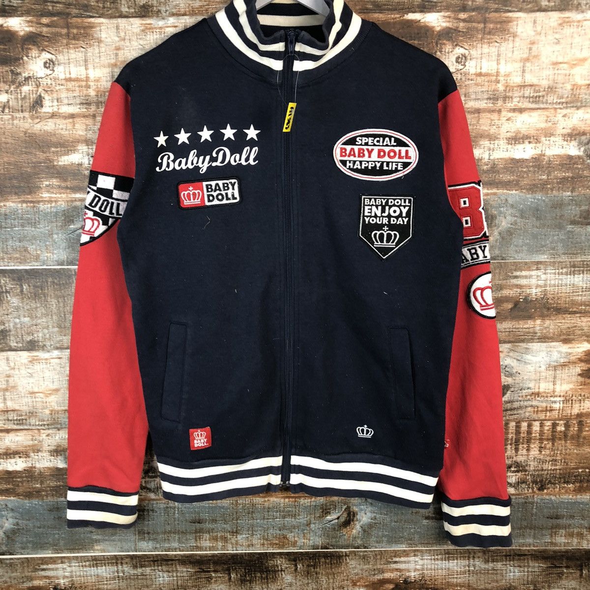 Japanese Brand Baby Doll Red Bomber varsity Jacket #A1383 Size M / US 6-8 / IT 42-44 - 3 Thumbnail
