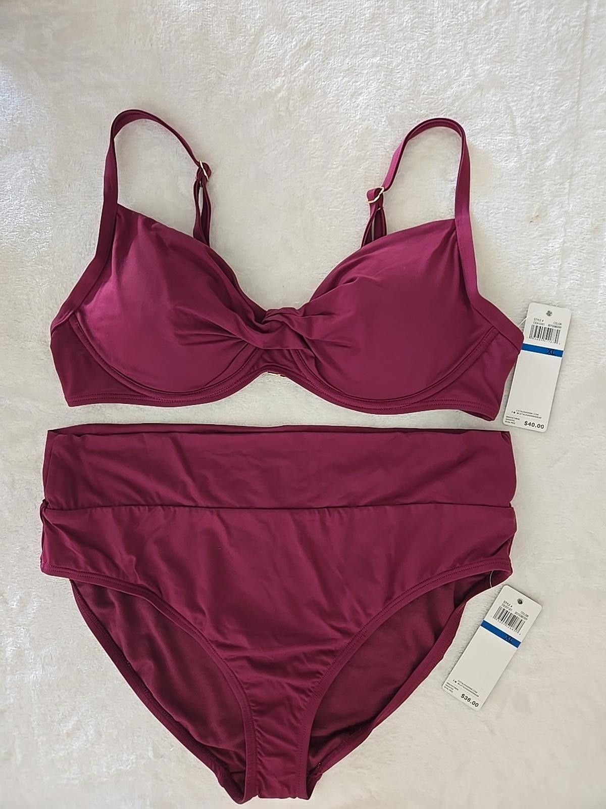 Catalina NWT $76 Catalina Women's 2 pcs Swimsuit Bikini XL Underwire Size ONE SIZE - 3 Thumbnail