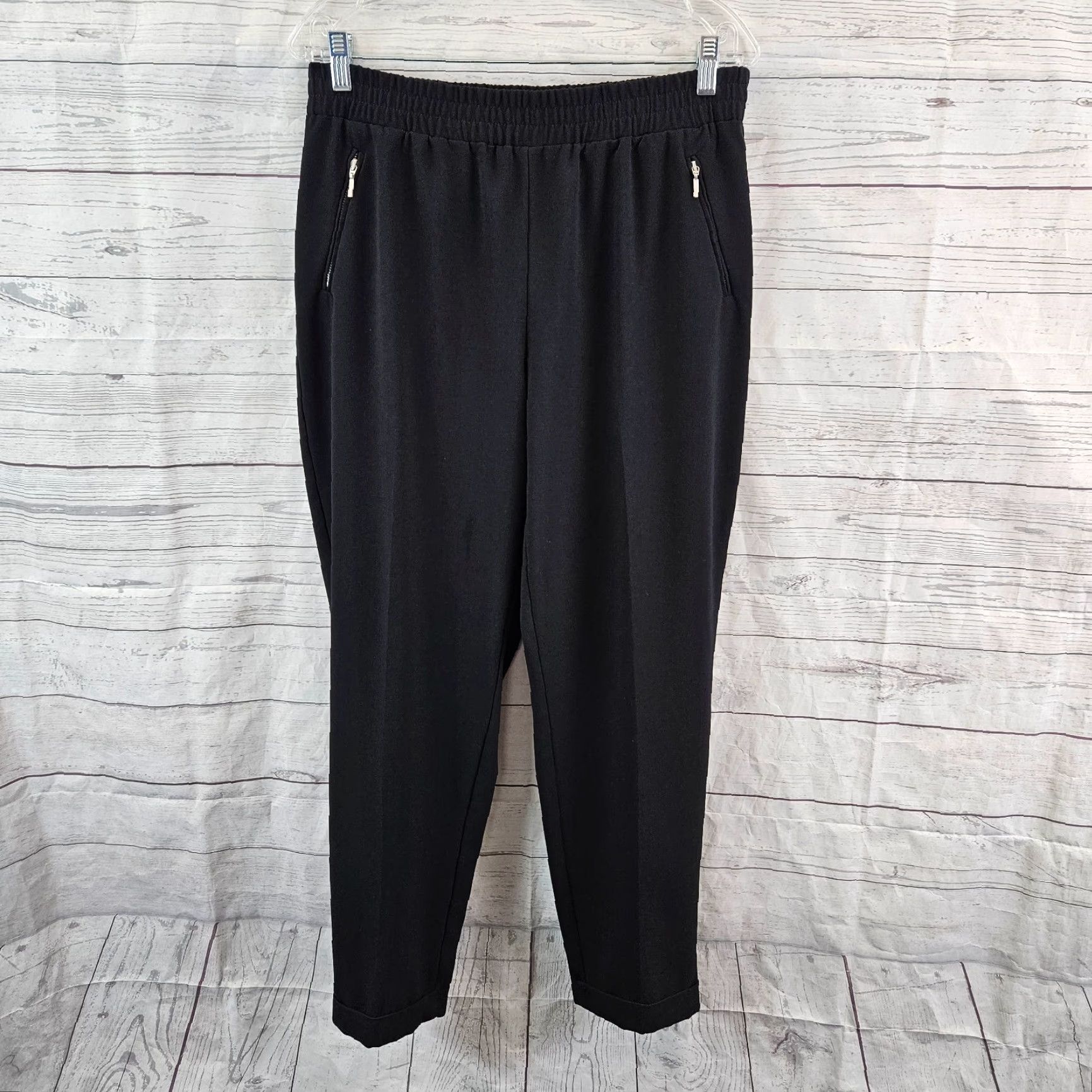 Vintage Chico's Womens Ankle Pants Sz 10 Solid Black Pull On High Rise Zip Pockets - Womens, Pants, 10, Black, Ankle, Chico's, High Rise, Pull On Size 32" / US 10 / IT 46 - 2 Thumbnail