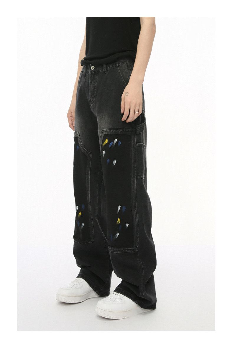 Japanese Brand × Jean Street retro graffiti patchwork design straight loose jeans Size US 32 / EU 48 - 3 Thumbnail