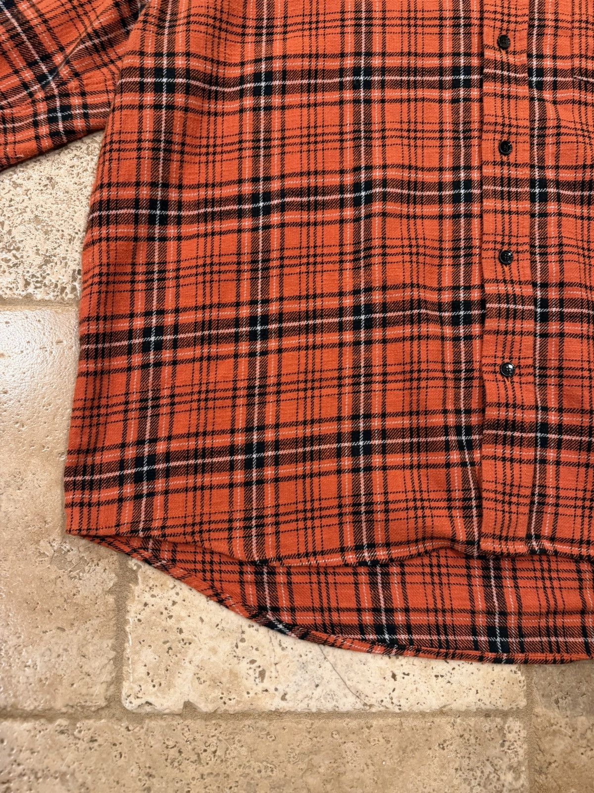 Celine Celine Hedi Slimane FW23 Orange/Red Flannel Button Up Shirt Size US XL / EU 56 / 4 - 6 Thumbnail