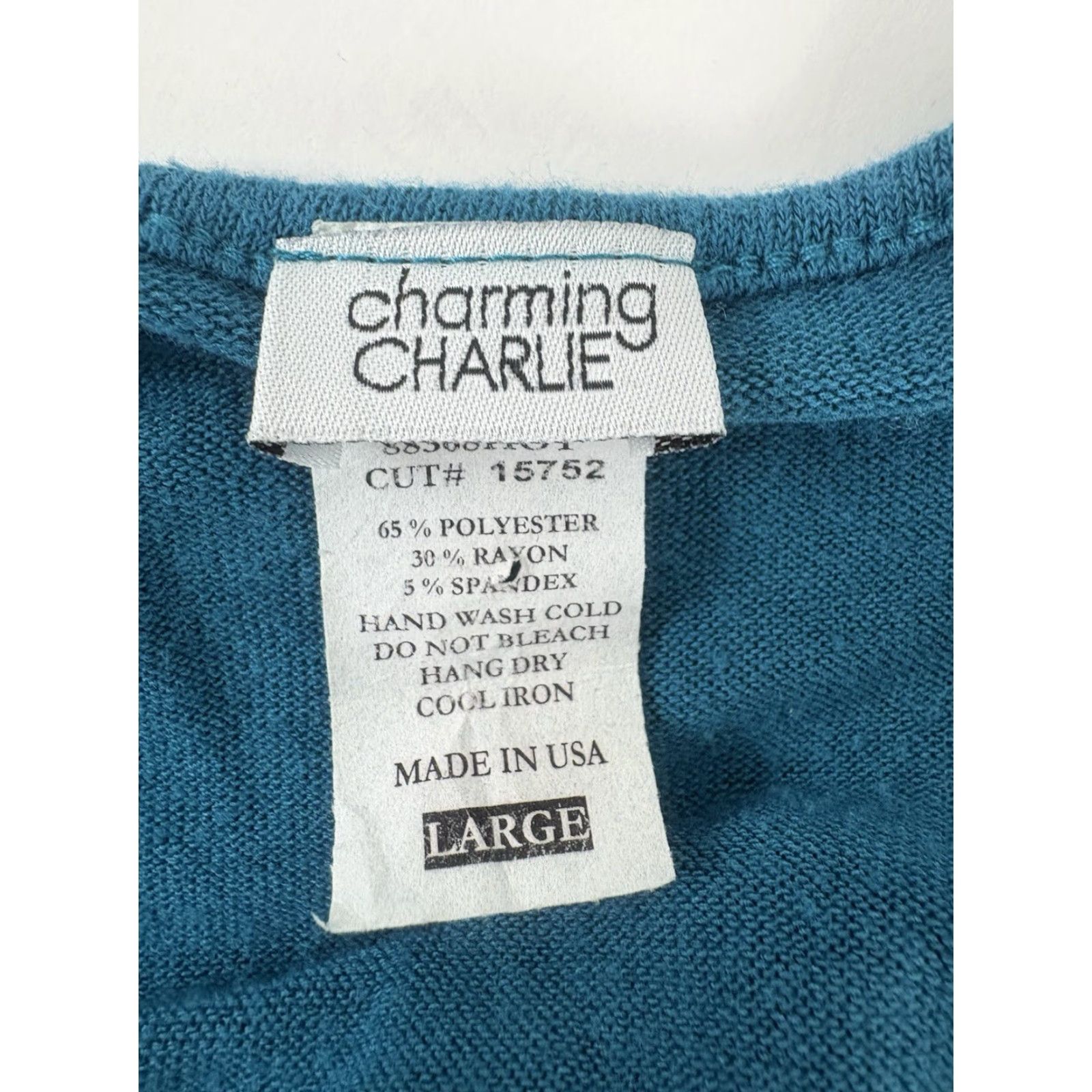 Vintage VINTAGE Charming Charlie Tunic Top Womens L USA Turquoise Beaded Flutter Sleeve Knit Blouse - 25in Length - 17in Pit to Pit - Regular Fit Size L / US 10 / IT 46 - 8 Thumbnail