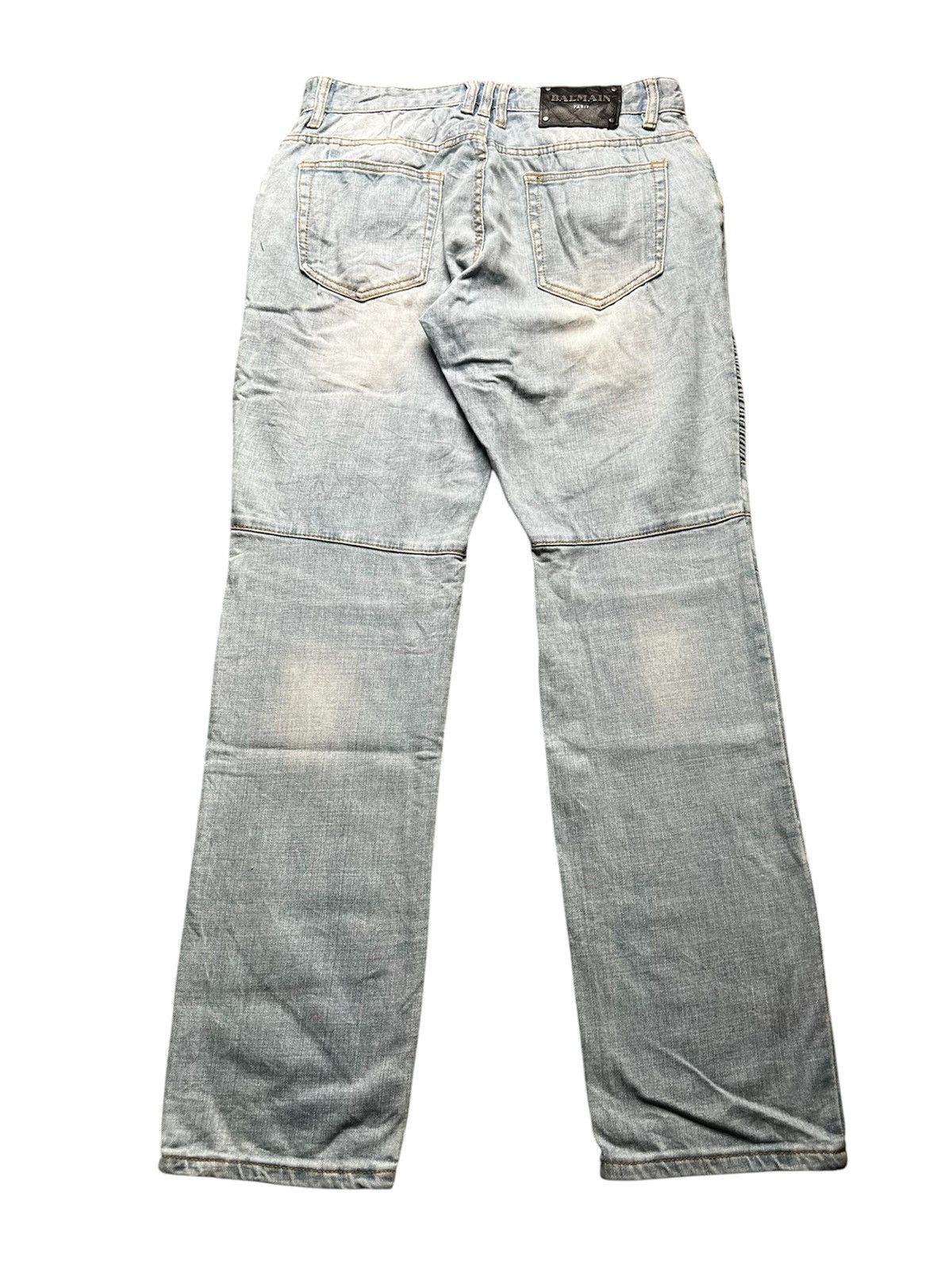 Balmain Balmain Washed Blue Biker Jeans Size US 30 / EU 46 - 2 Thumbnail