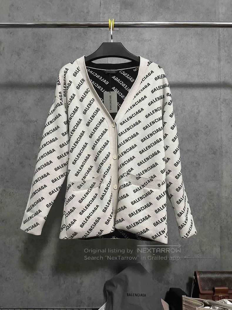 Balenciaga Balenciaga SS23 Logo Knit Cardigan White. Size US XXL / EU 58 / 5 - 1 Thumbnail