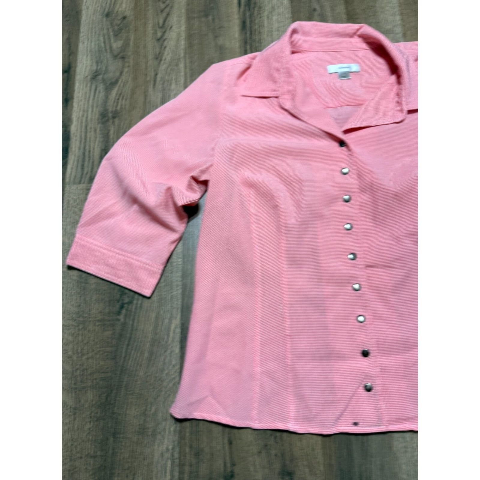Vintage VINTAGE CJ Banks Jacket, Women's Plus 1X, Red White, Long Sleeve, Button Up Blouse Size XL / US 12-14 / IT 48-50 - 3 Thumbnail