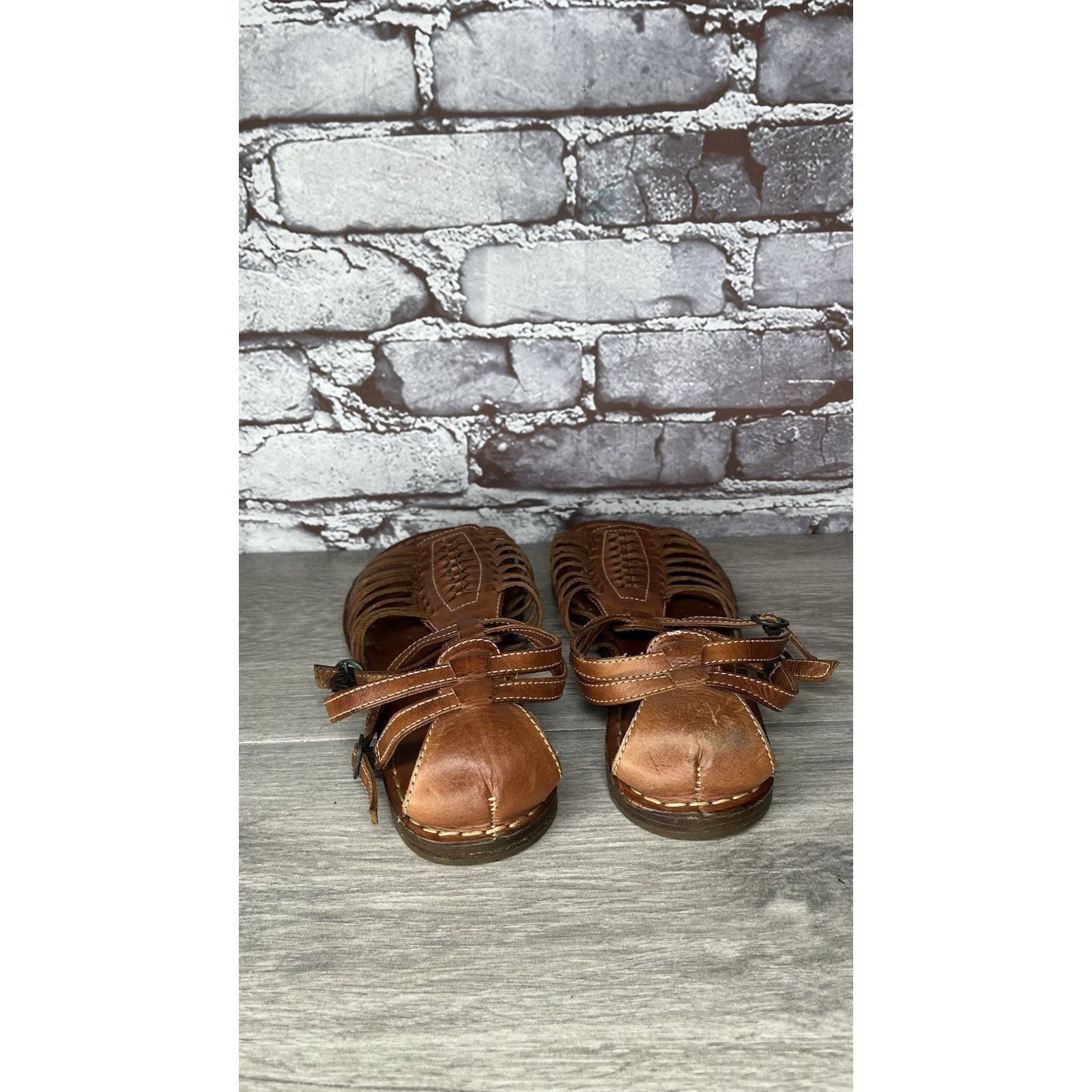 Frye Frye Kayla Brown Leather Huarache Woven Flats Sandals Women’ Size US 8.5 / IT 38.5 - 13 Thumbnail