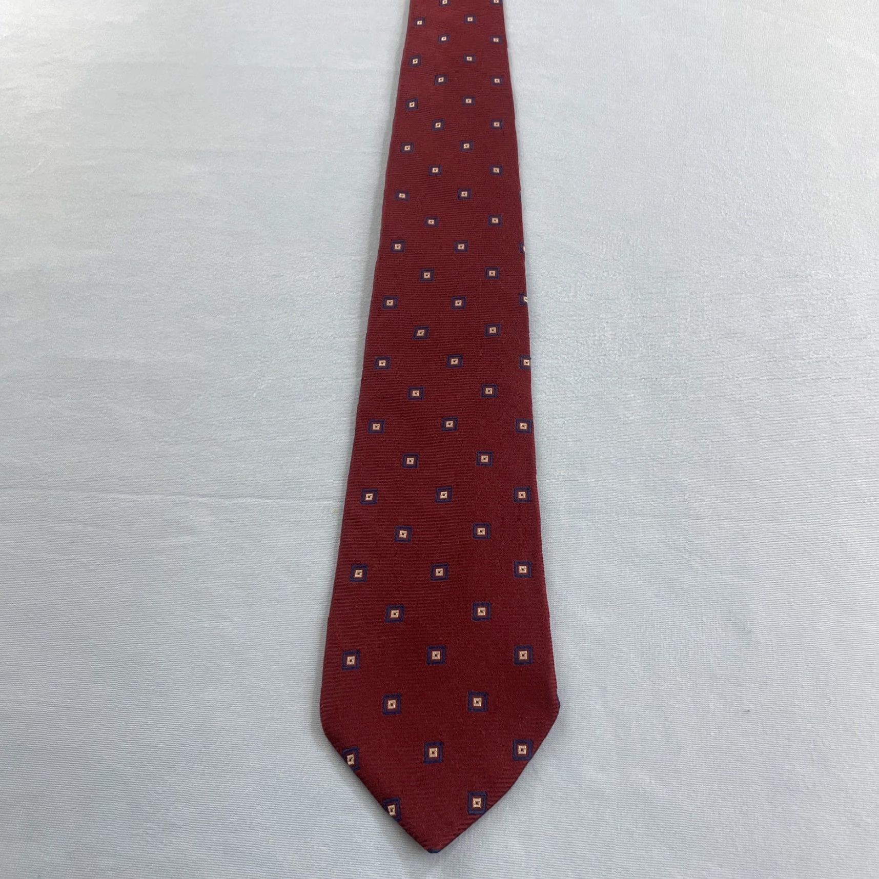 Vintage VINTAGE Don Loper Beverly Hills Neck Tie 60s 70s Red Western Minimal Mob USA Navy Golden Tan Silk Polyester Unisex Adult Size ONE SIZE - 7 Thumbnail