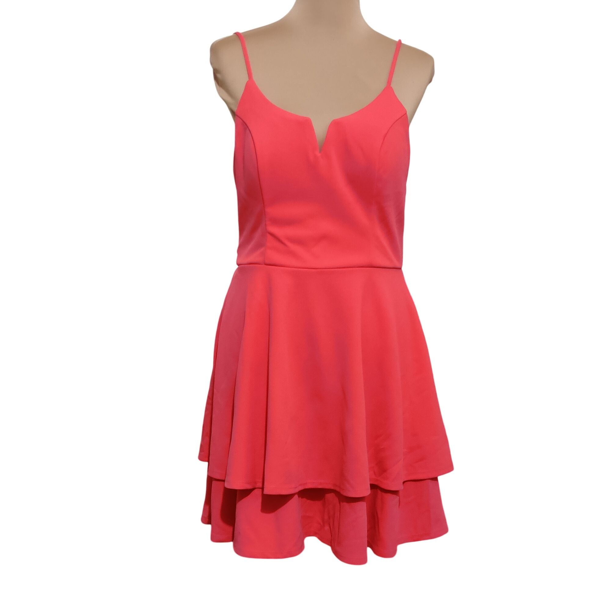Other Trixxi Coral Tiered Mini Party Dress Notch Fit Flare Barbiec Size L / US 10 / IT 46 - 1 Thumbnail
