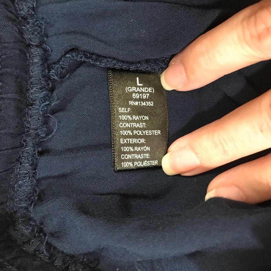 Other Ambiance Apparel Navy Blue Sheer Short Shorts Lace Hem L Size 22" - 4 Thumbnail