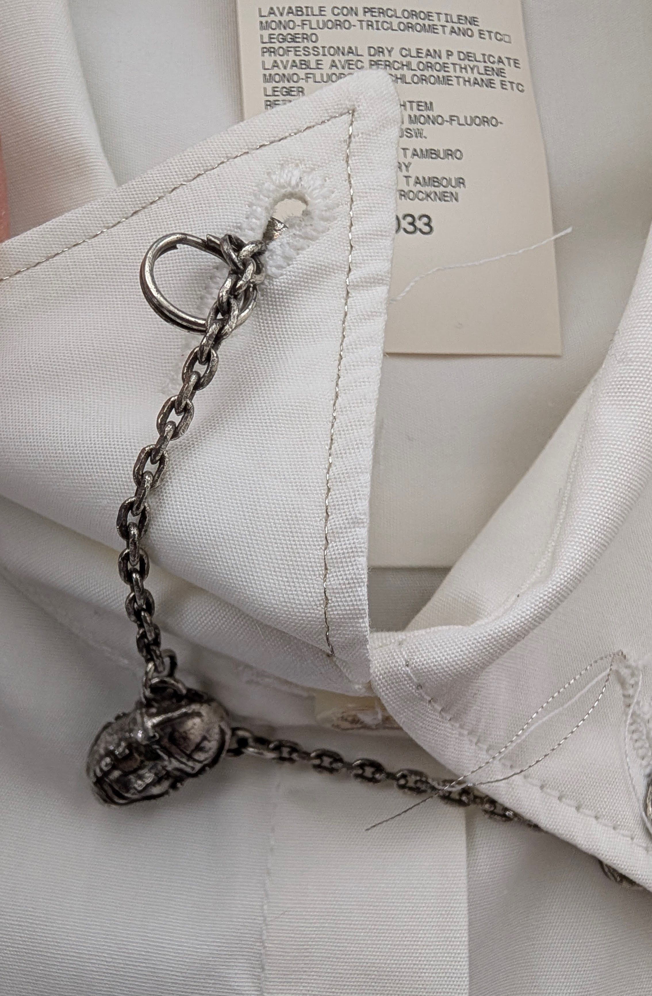 Marithe + Francois Girbaud Marithe Francois Girbaud Womens White Button Shirt W/Chain Size XL / US 12-14 / IT 48-50 - 5 Thumbnail