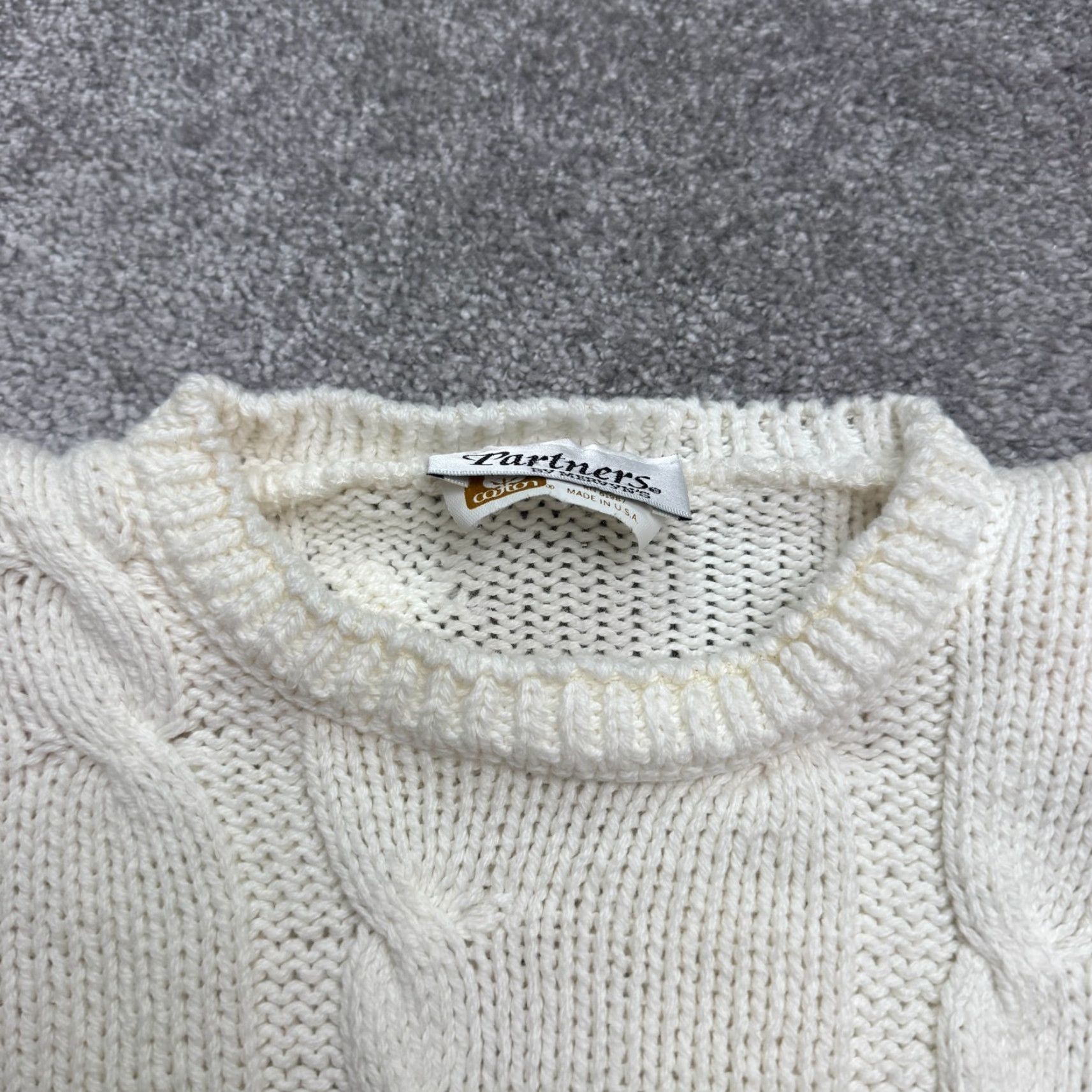 Vintage VINTAGE Partners 80s Cable Knit Sweater Womens Large Ivory Pullover Classic Size L / US 10 / IT 46 - 3 Thumbnail