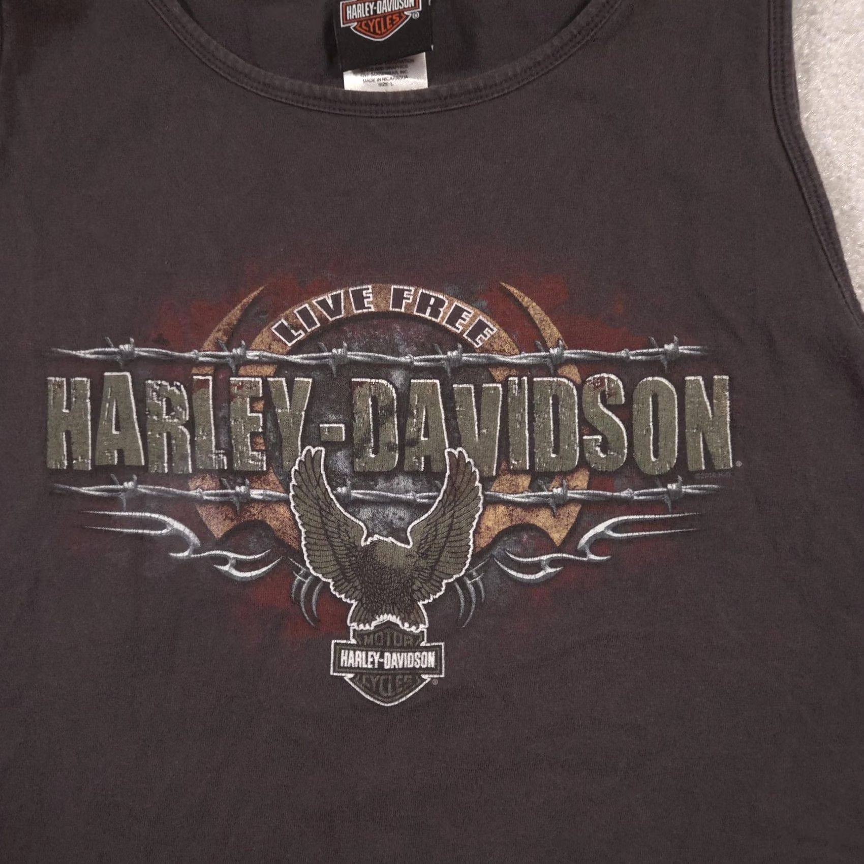 Harley Davidson Harley-Davidson Shirt Mens L Gray Sleeveless Live Free Yeager's Sedalia MO Graphic Print Jersey Cotton Regular Fit Shirt Mens Girls Boys Size US L / EU 52-54 / 3 - 4 Thumbnail