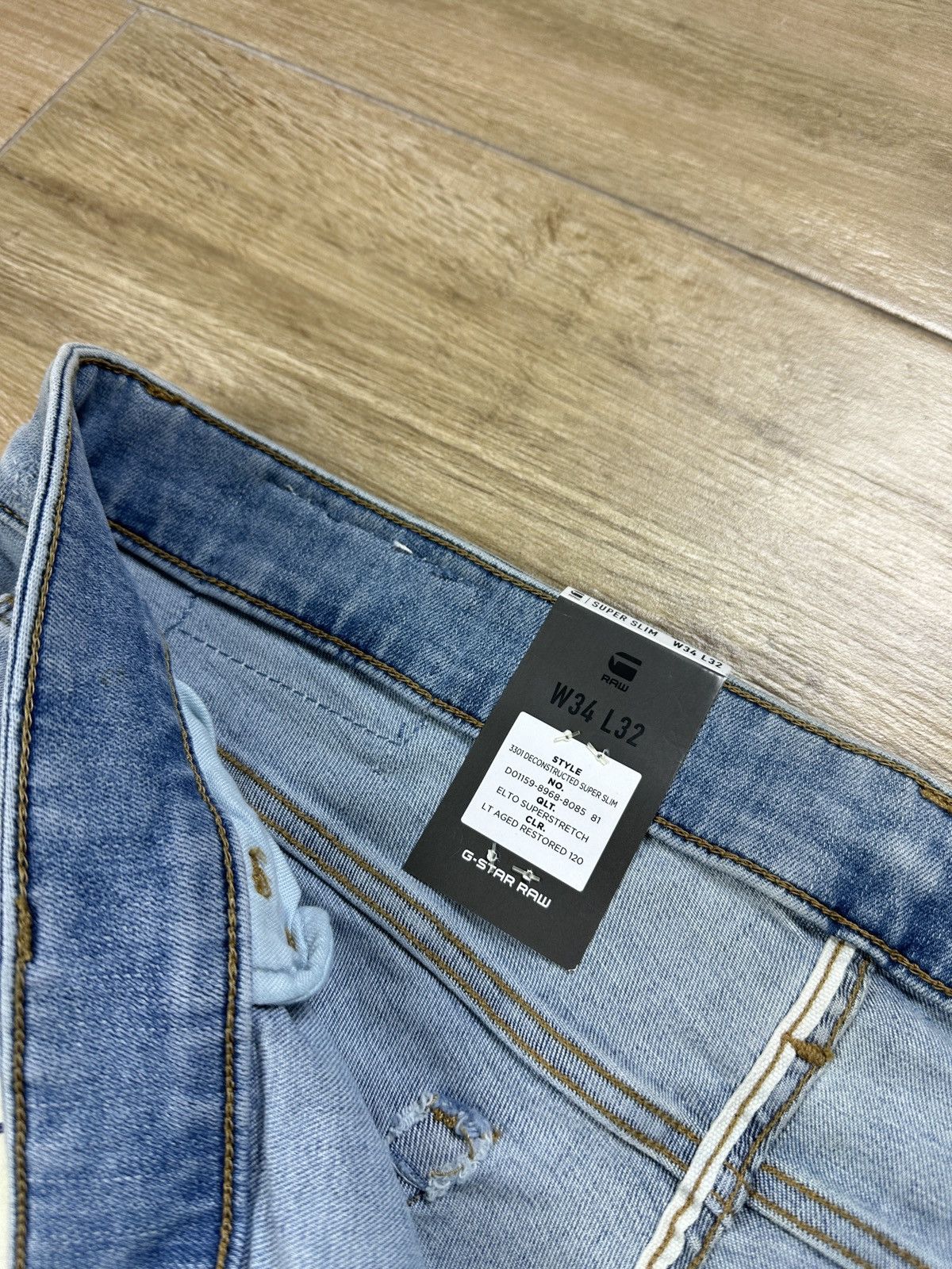 G-Star NEW🏷️ G-Star Raw 3301 Deconstructed Super Slim Denim Jeans Size US 34 / EU 50 - 6 Thumbnail