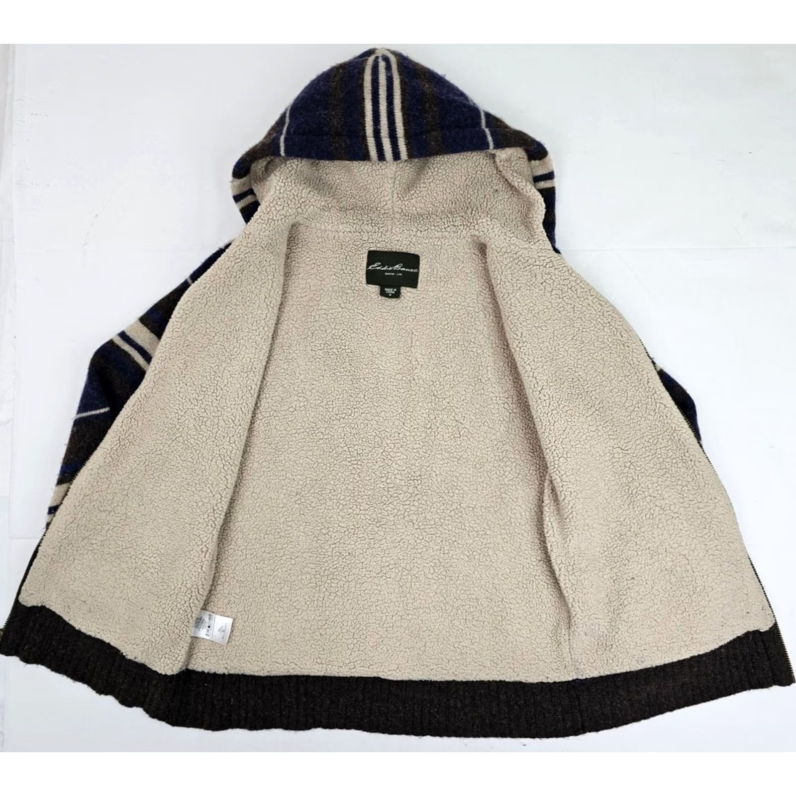 Eddie Bauer EDDIE BAUER Lambswool Striped Full Zip Hoodie Men M EUC Knit Wool Flannel Hooded Pockets Heavyweight 80% Lambswool 20% Nylon Outdoors Mens Size US M / EU 48-50 / 2 - 4 Thumbnail