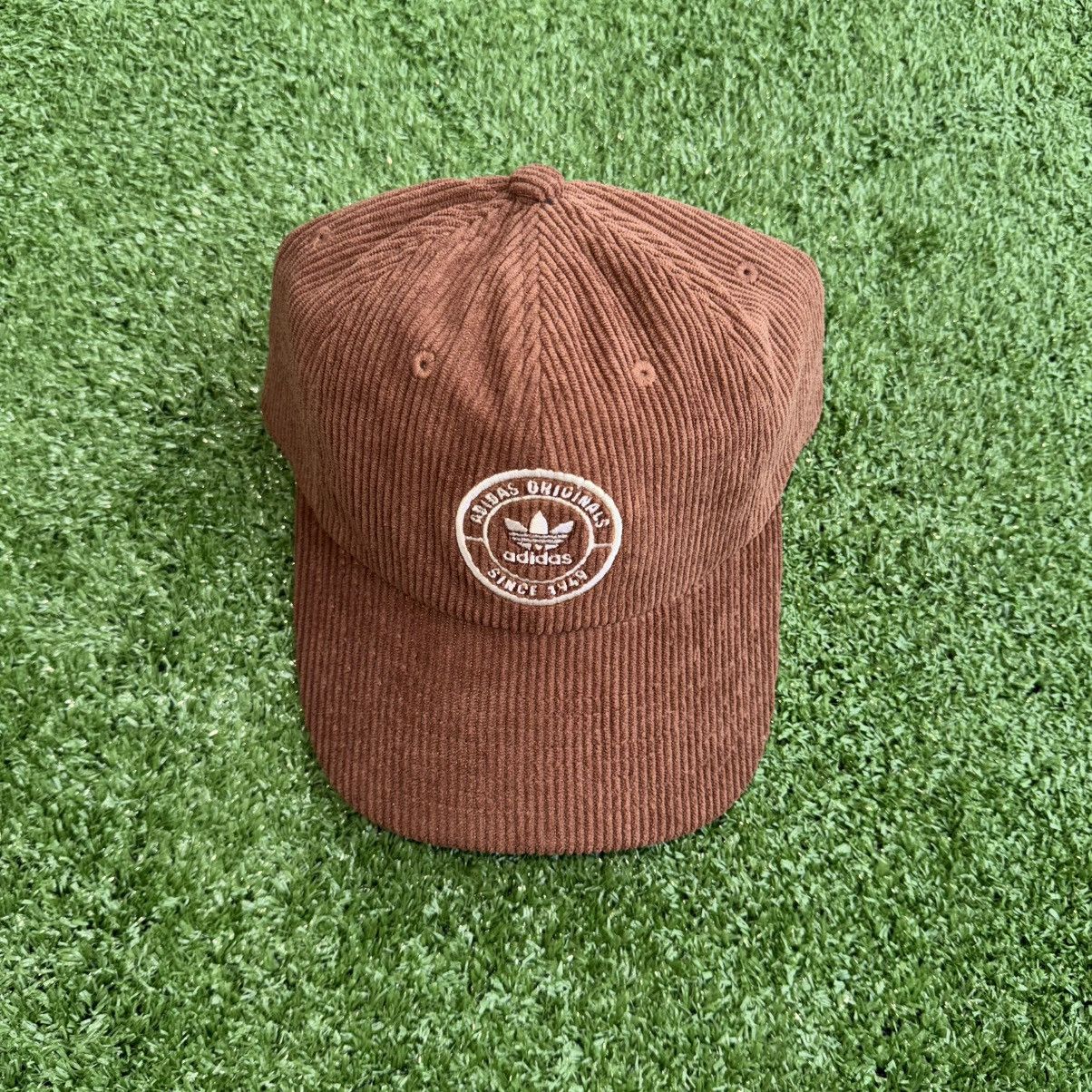 Adidas × Vintage Adidas “Preloved Brown” Corduroy Adjustable Strapback Hat Size ONE SIZE - 1 Thumbnail