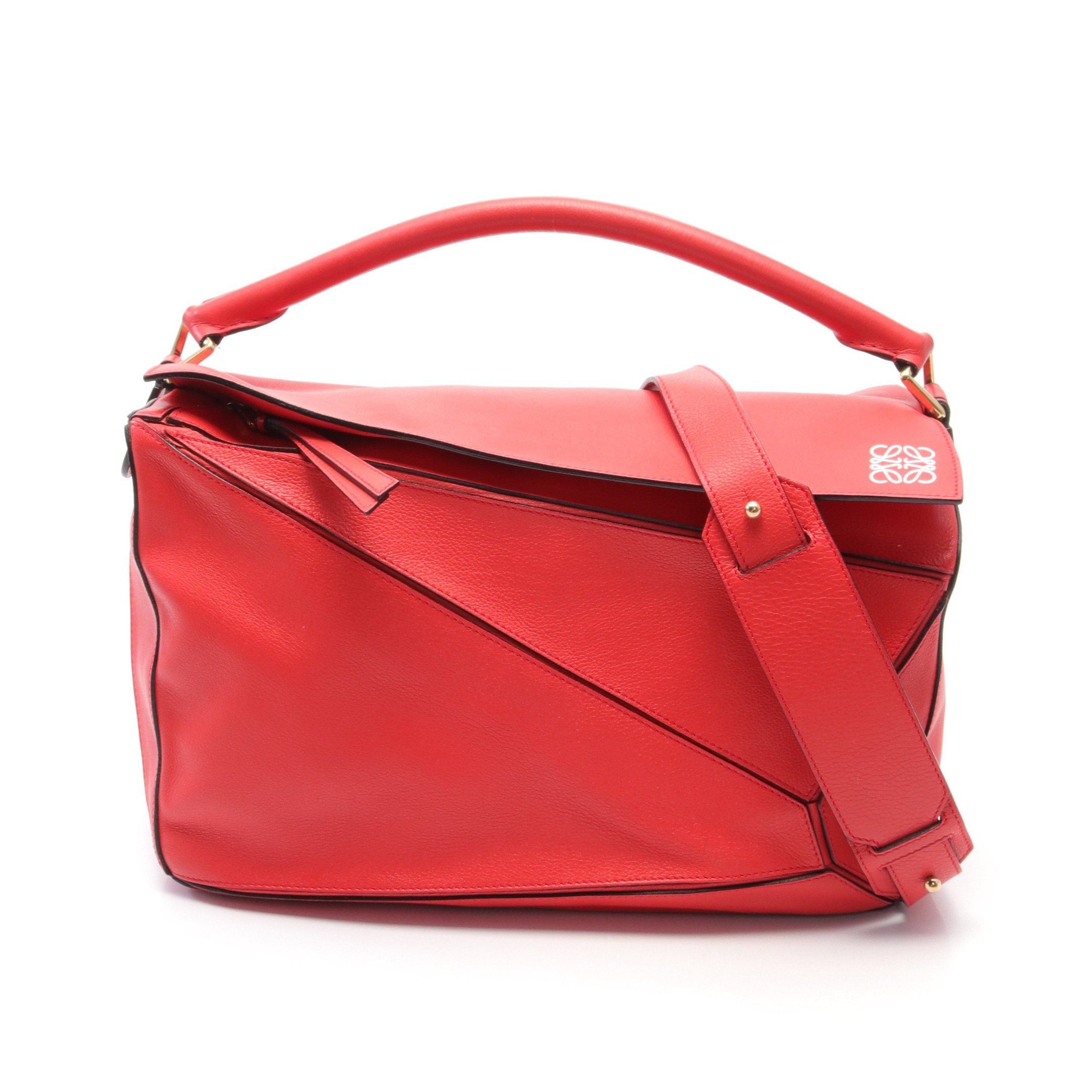 Loewe Loewe Puzzle Bag Large Handbag Leather Red Size ONE SIZE - 1 Thumbnail