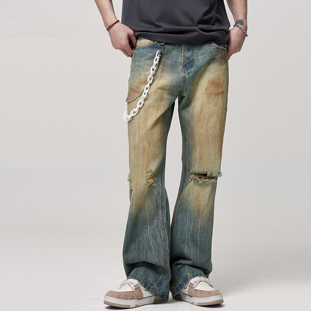Japanese Brand × Jean Distressed American high street loose straight ripped jeans Size US 32 / EU 48 - 1 Thumbnail