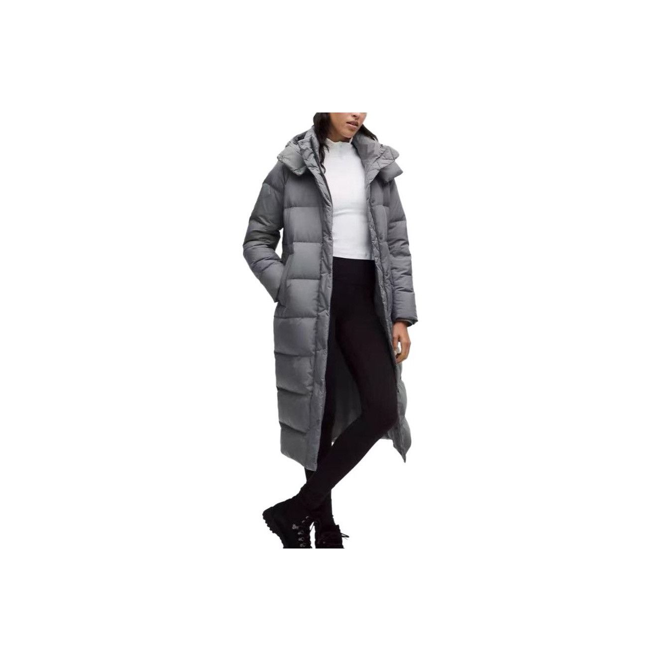 Lululemon Wunder Puff Hooded Down Jacket Size 6 in Gray, Women's