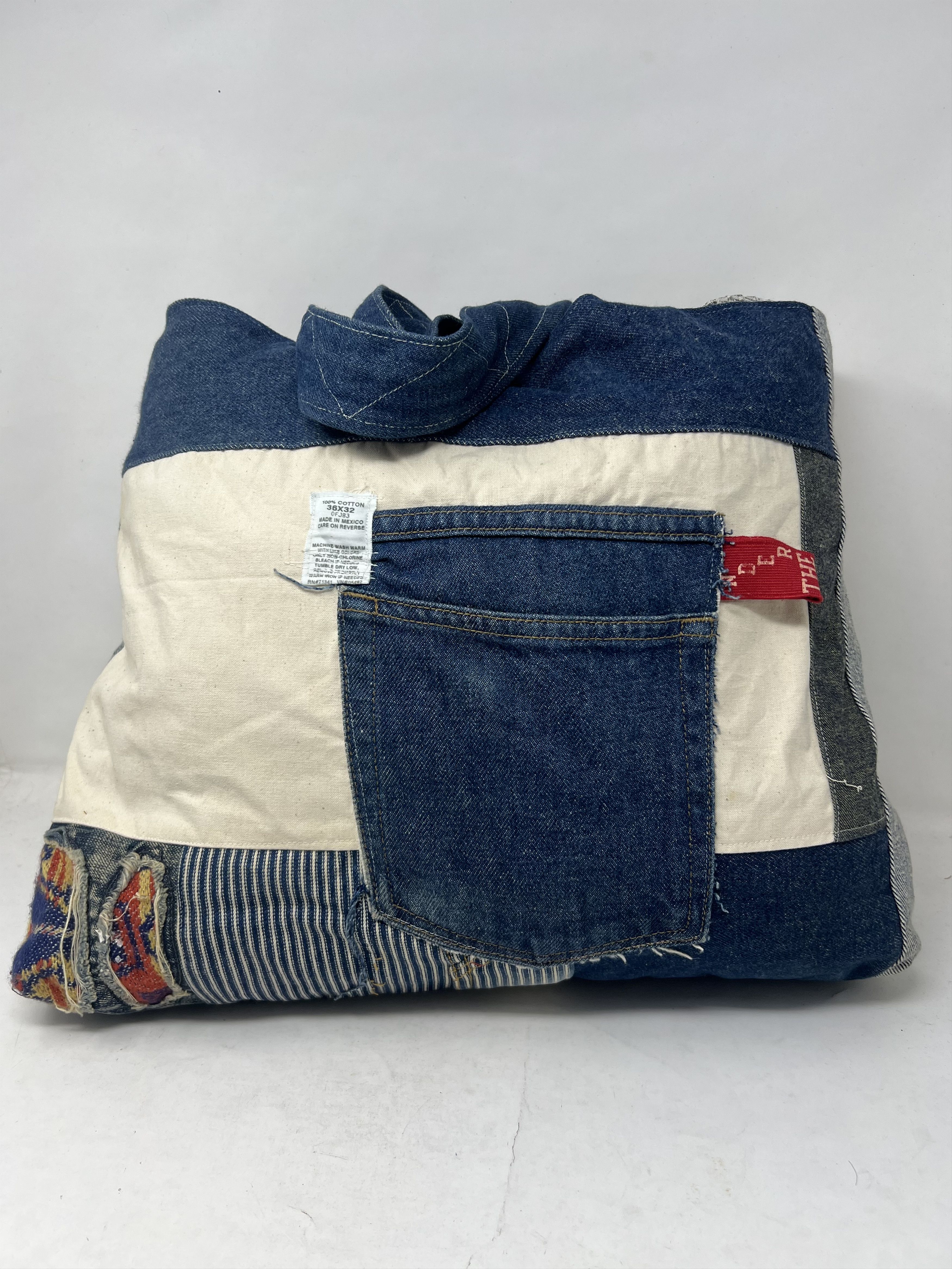 20471120 Patchwork Sashiko Archive Custom Denim Tote Bag Size ONE SIZE - 5 Thumbnail