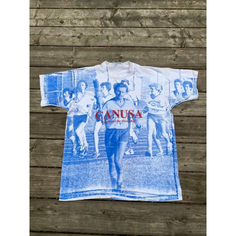 Fruit Of The Loom × Vintage Vintage 1993 CANUSA AOP Single Stitch T Shirt XL Canada Ame Size US XL / EU 56 / 4 - 4 Thumbnail