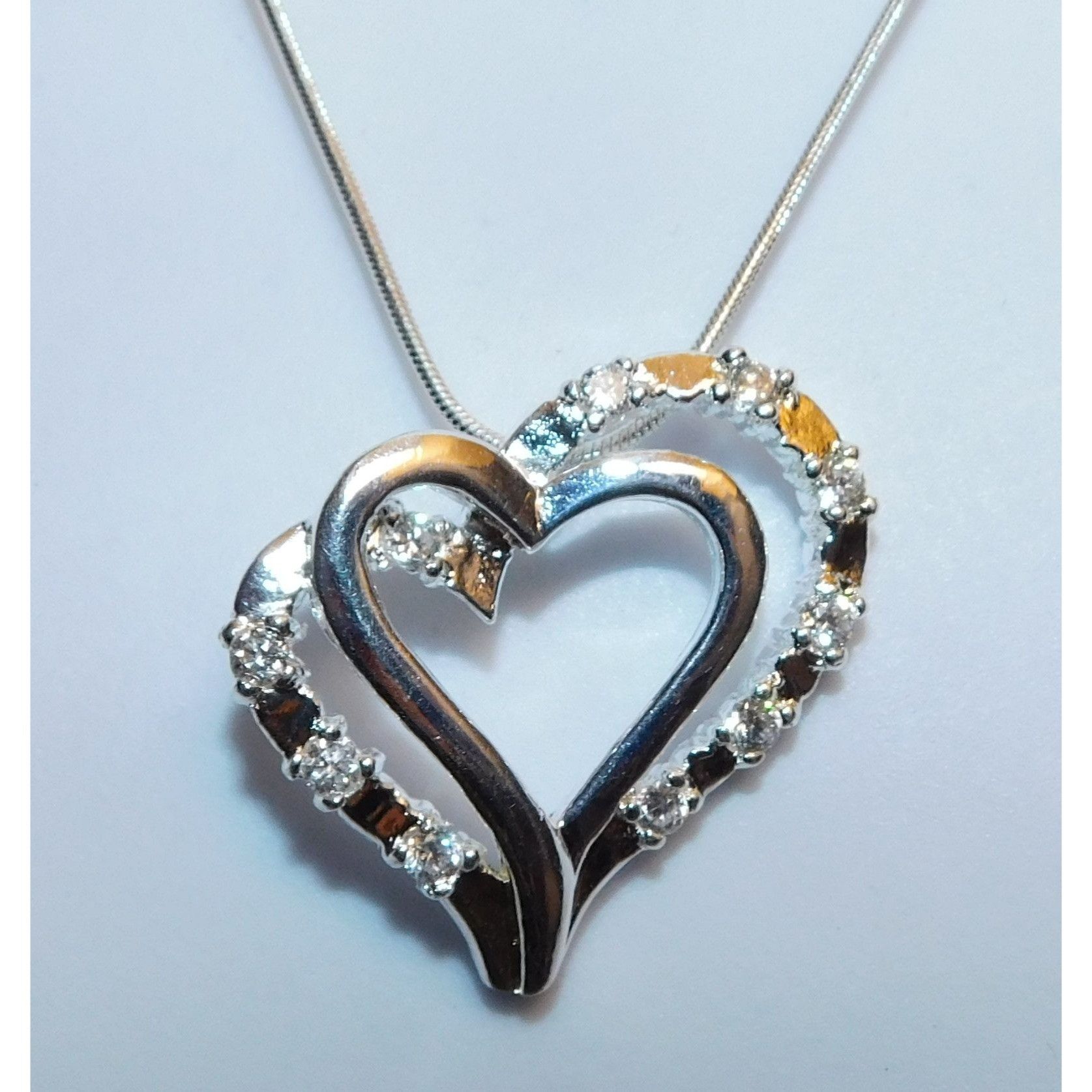 Other Elegant Romantic Sterling Silver Double Heart Necklace With Size ONE SIZE - 2 Thumbnail