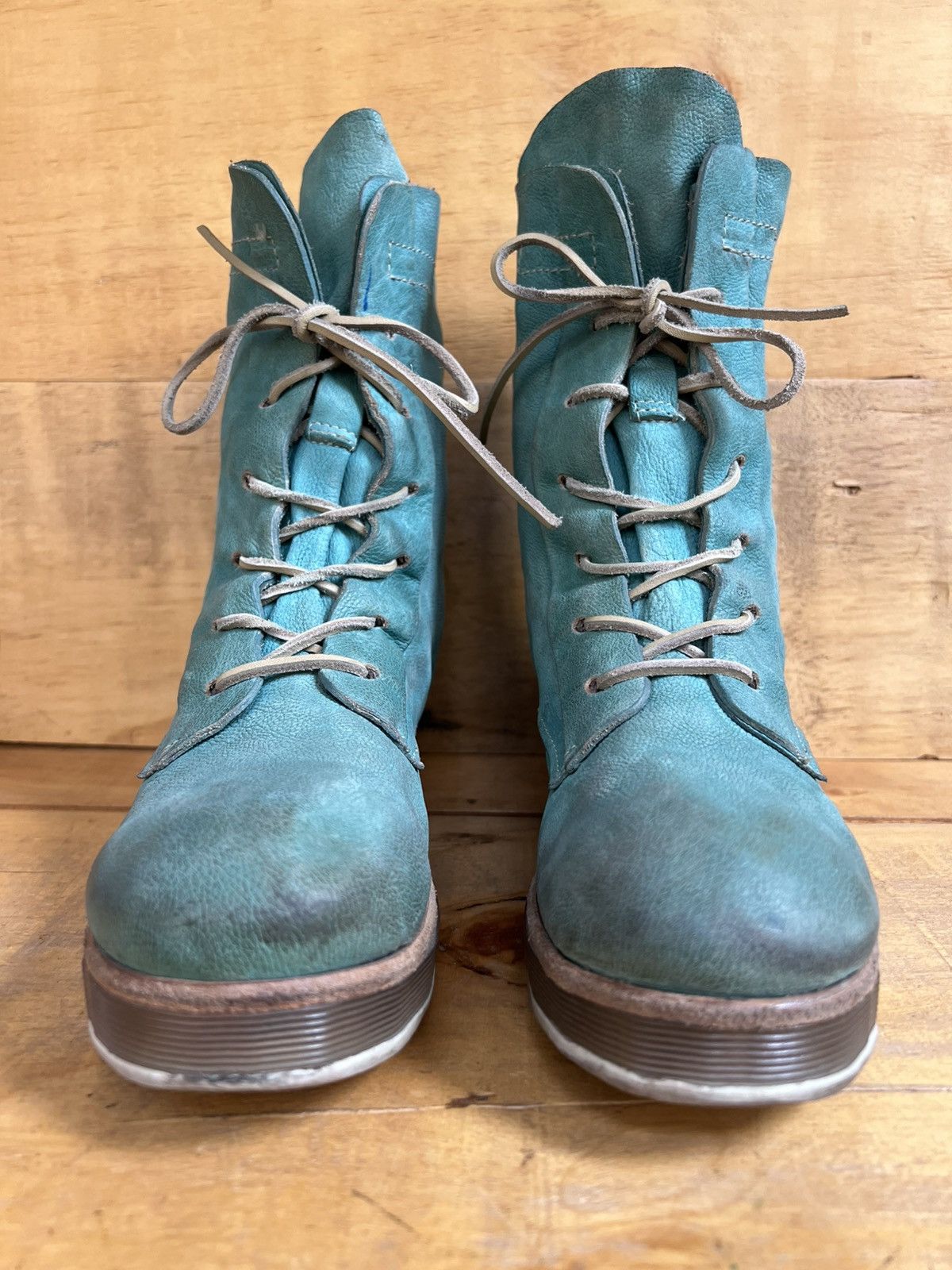 A.S.98 Airstep AS98 Green Leather Biker Ankle Boots Size US 10 / IT 40 - 5 Thumbnail