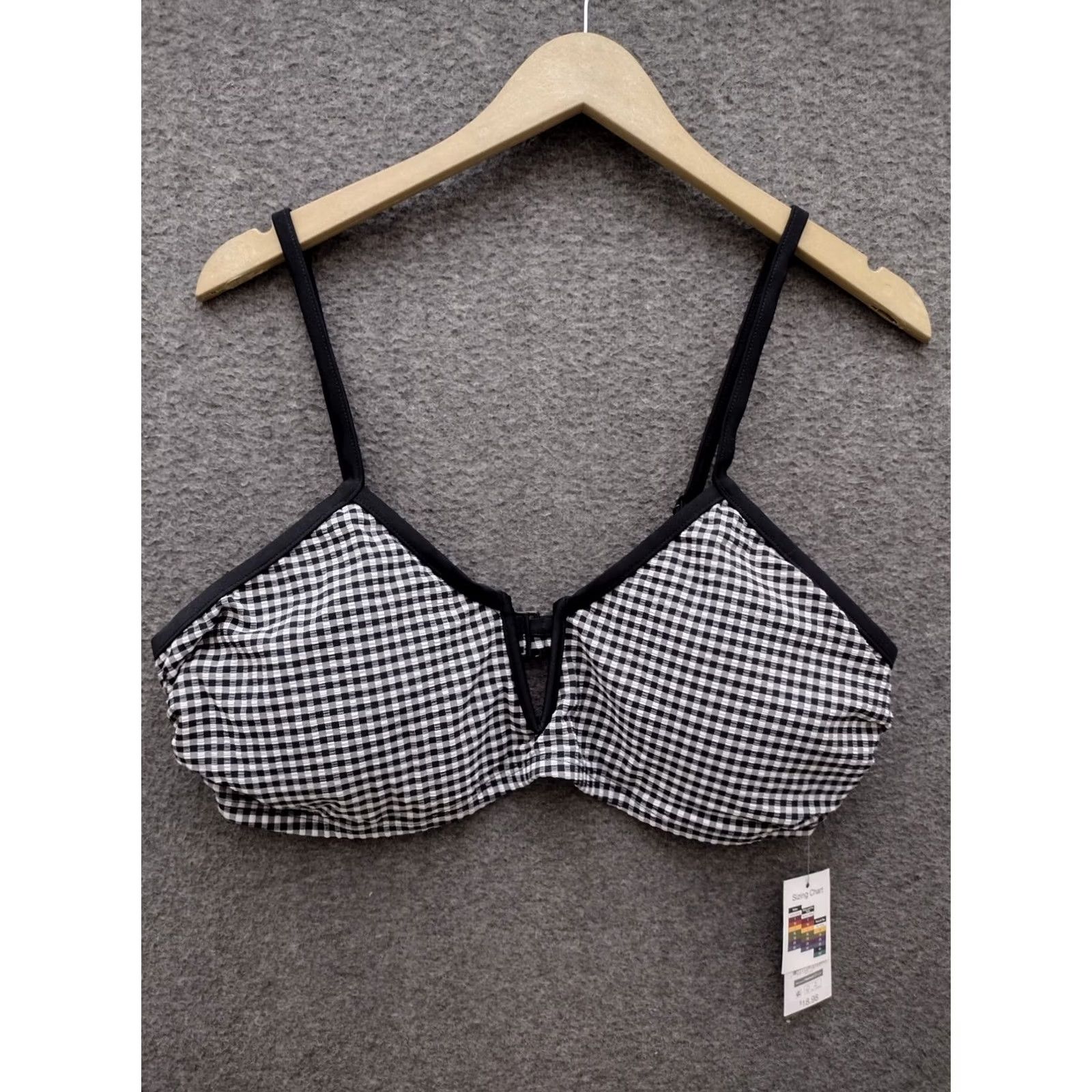 Vintage Time & Tru Swim Top 1X V-Wire Longline Black Spaghetti Adjustable Straps Bikini Top Womens 16W-18W Size XL / US 12-14 / IT 48-50 - 2 Thumbnail