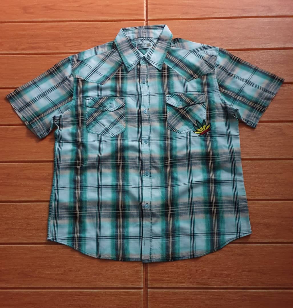 Japanese Brand Vache marijuana Bob marley style checkered shirt Size US L / EU 52-54 / 3 - 6 Thumbnail
