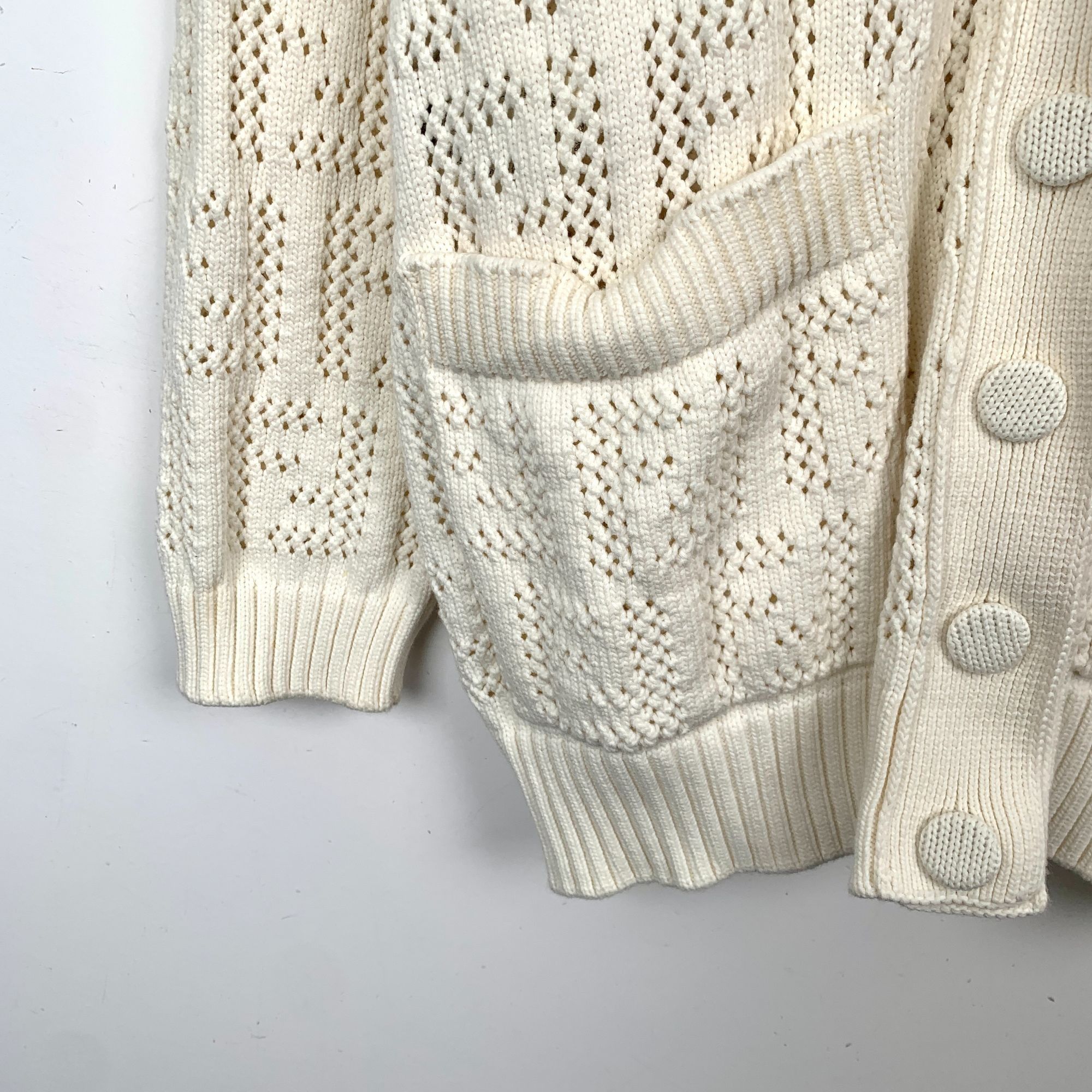 Fendi Fendi White Logo Cut-Out Cotton Knit Cardigan (Size 42) Size M / US 6-8 / IT 42-44 - 5 Thumbnail