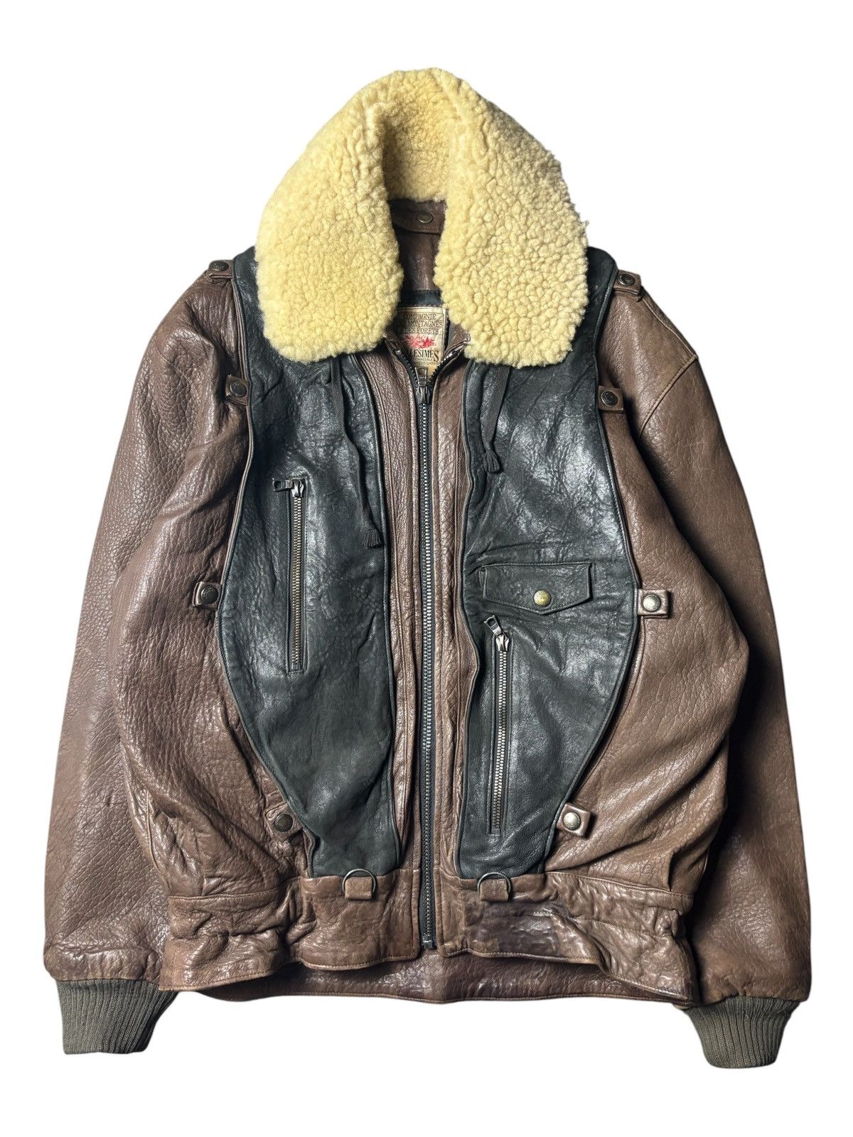 Marithe + Francois Girbaud 1980s Millesimes Shearling Leather Bomber Jacket Size US L / EU 52-54 / 3 - 3 Thumbnail