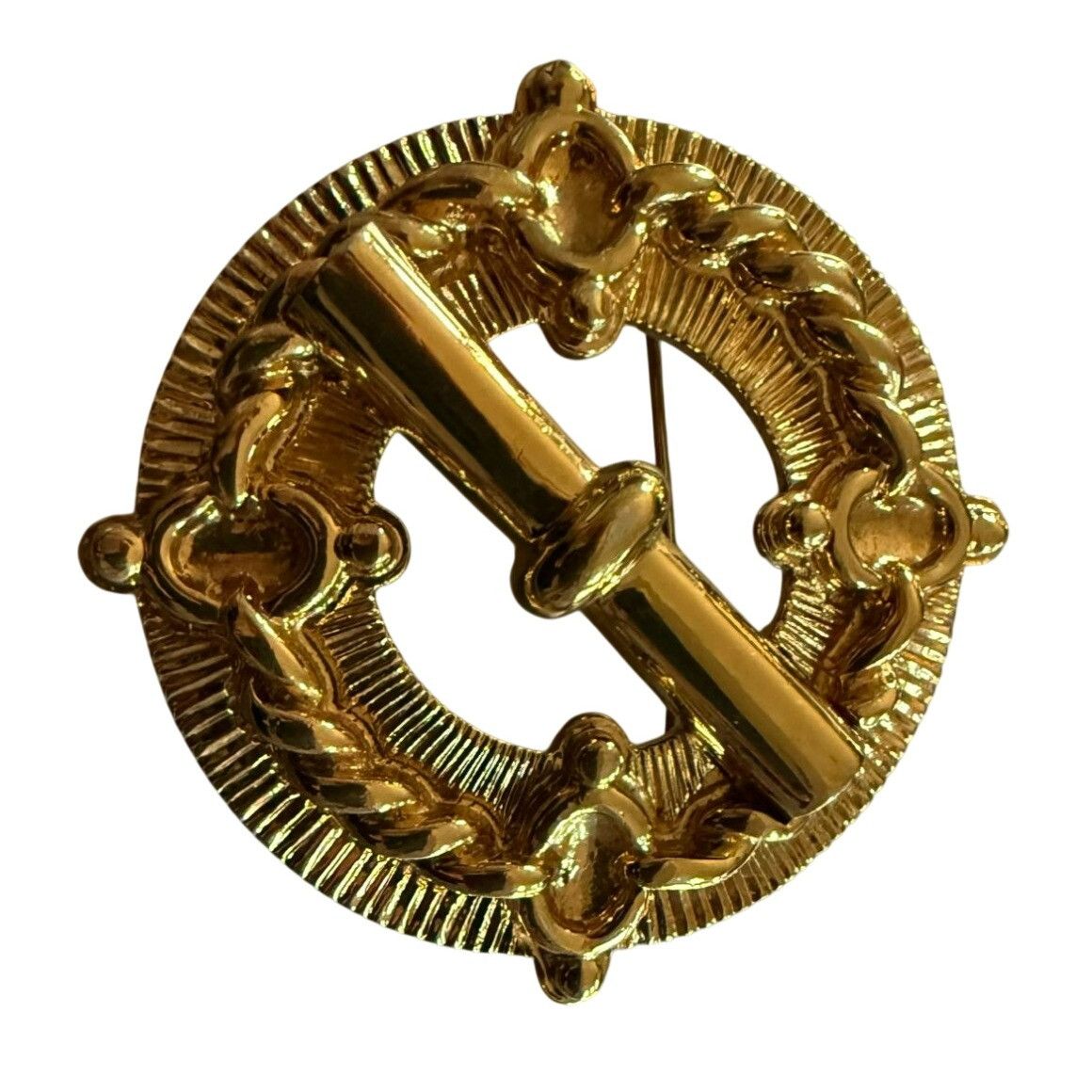 Other St John Vintage 80s Gold-Tone Round Brooch With Rope & Bar D Size ONE SIZE - 1 Thumbnail
