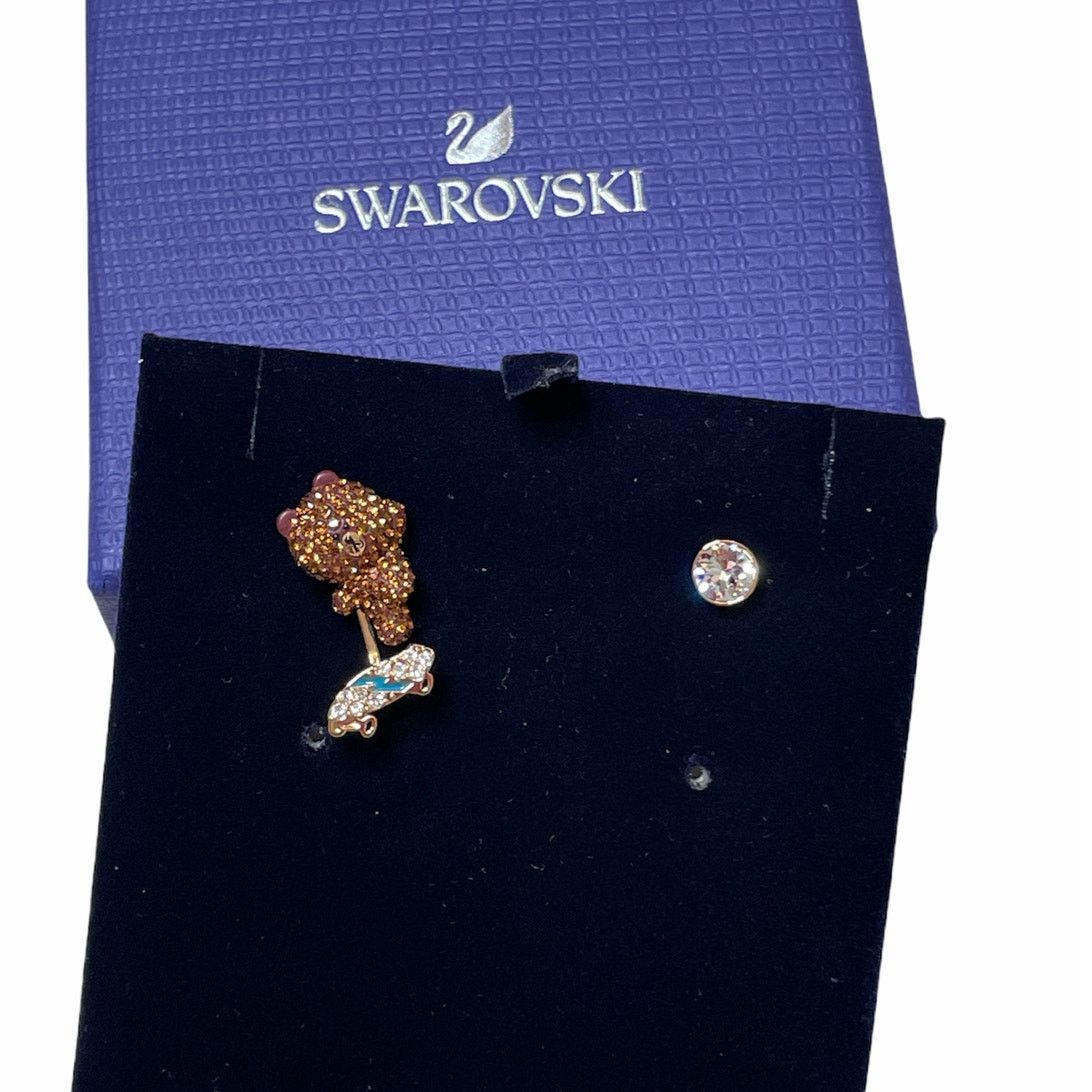 Swarovski Swarovski Line Friends Brown Skateboard Pierced Earrings Size ONE SIZE - 1 Thumbnail