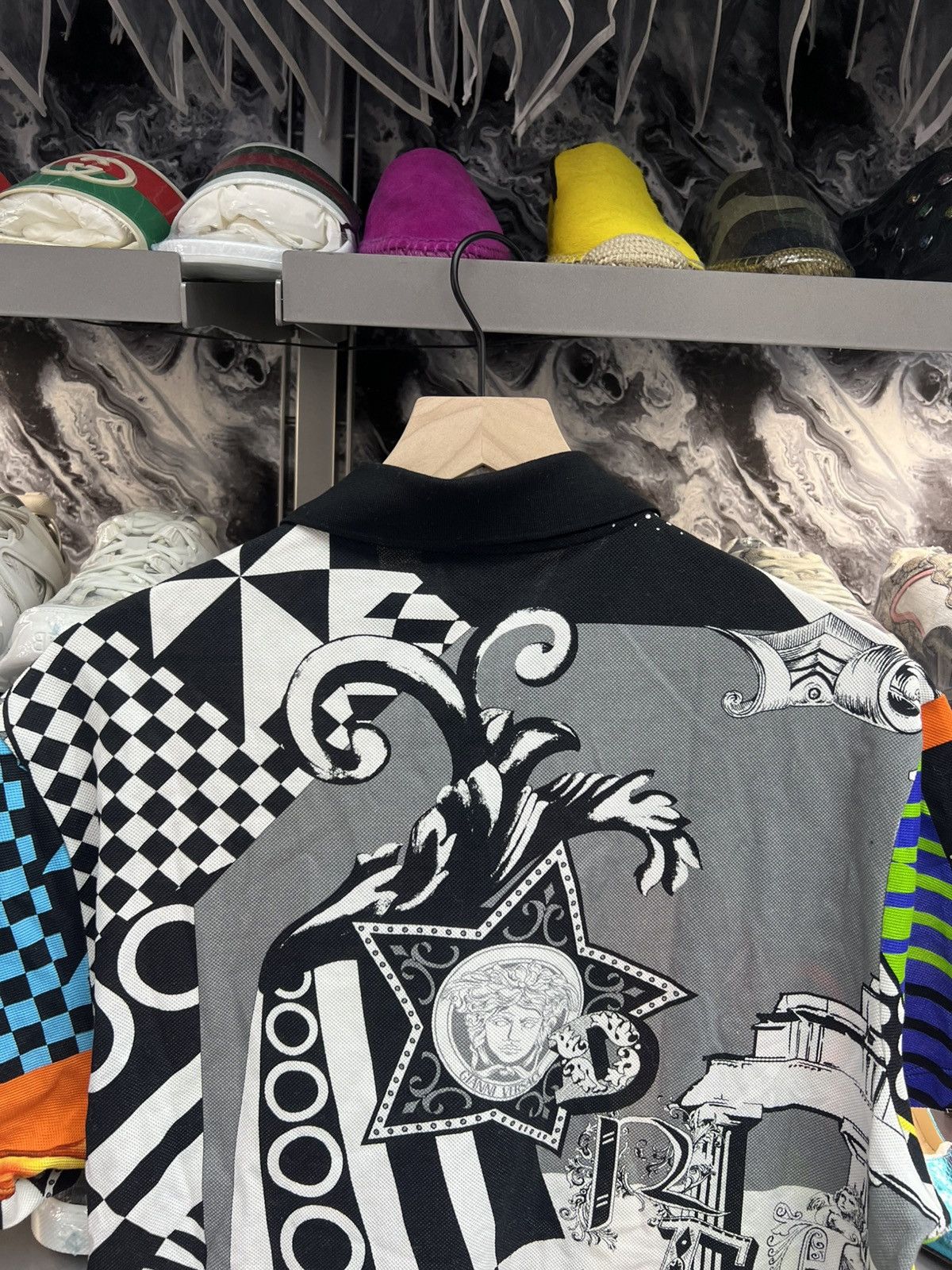 Versace Versace Multicolor Collage Print Taylor-Fit Polo Size US XL / EU 56 / 4 - 7 Thumbnail
