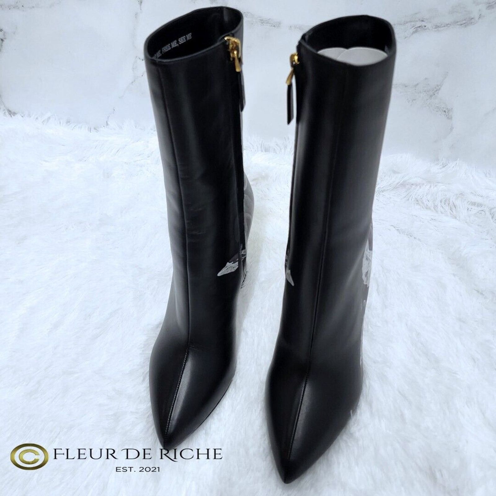 Valentino Valentino x Undercover Black Rose Leather Ankle Boots Size US 7.5 / IT 37.5 - 2 Thumbnail