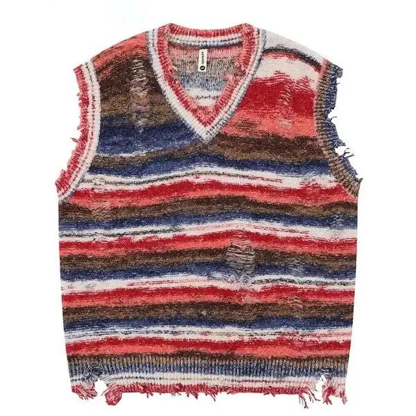 Other Sleeveless Knitted Jumper Sweater Ripped Streetwear Pullover Size US L / EU 52-54 / 3 - 1 Thumbnail