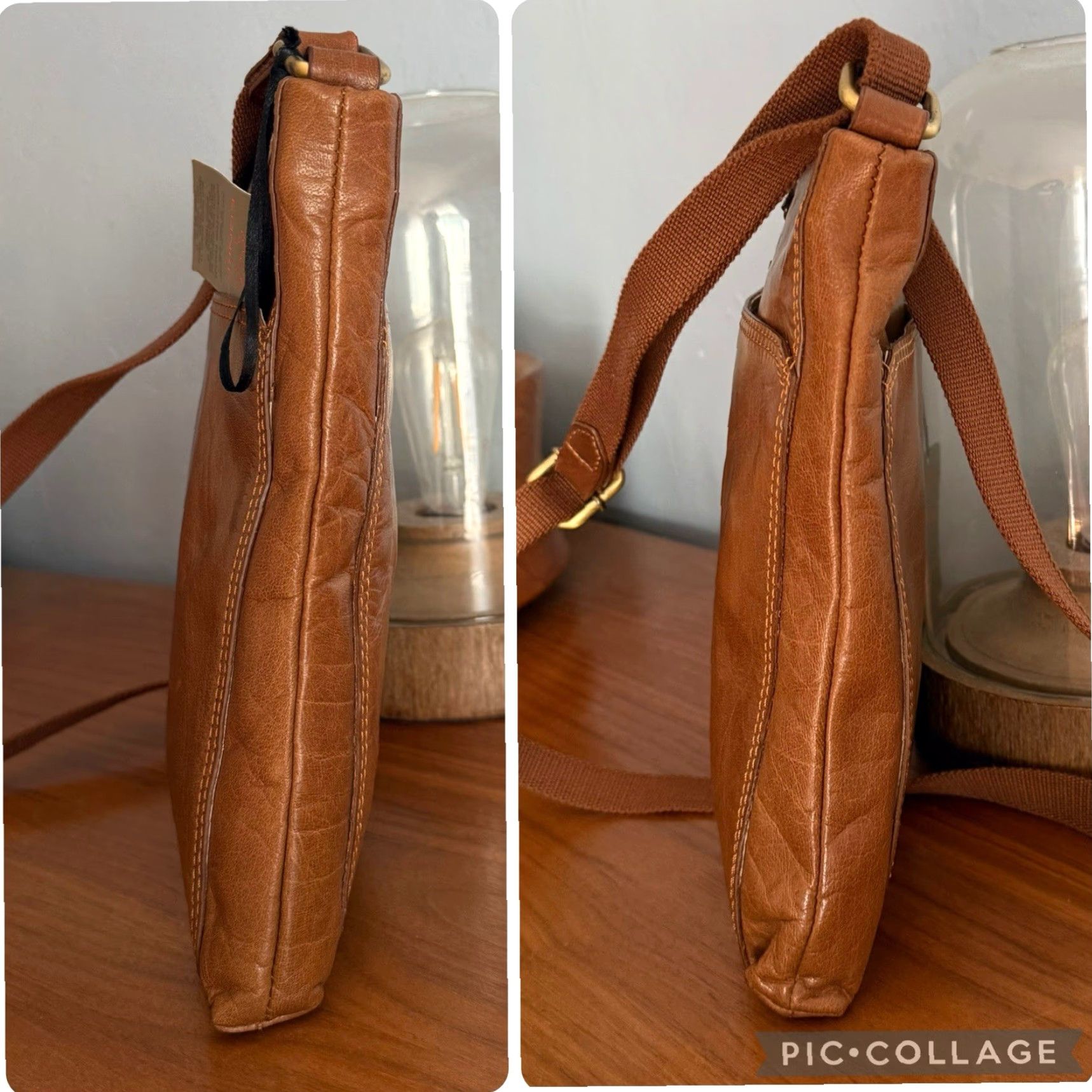 Vintage VINTAGE CONKCA LONDON Dink Dark Tan Leather Cross Body Bag Size ONE SIZE - 2 Thumbnail