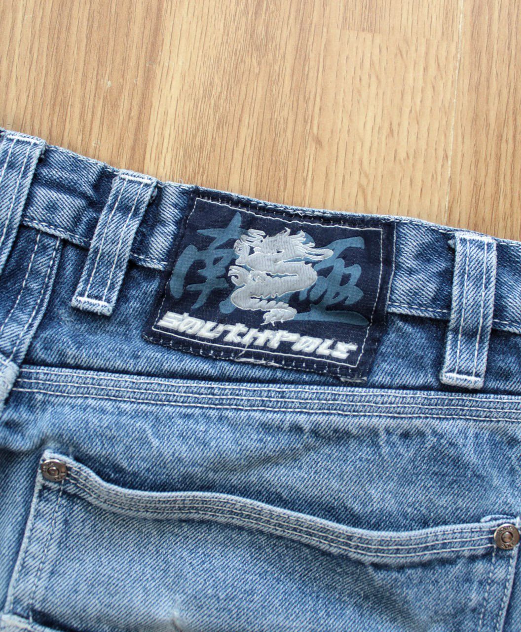 Southpole 🔥 Crazy Y2K Polar Co Southpole Logo Denim JNCO Skate Shorts Size US 32 / EU 48 - 5 Thumbnail